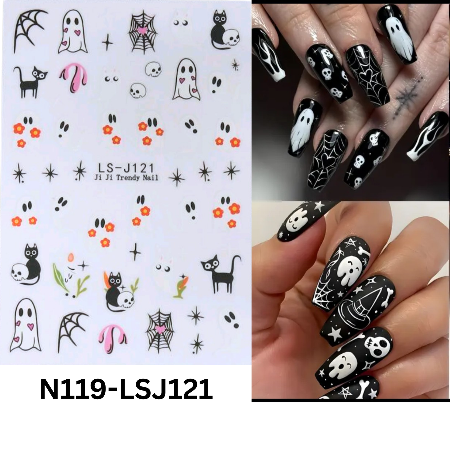 3D Halloween Nail Art Stickers β Cute Pumpkin, Spider, Bat & Ghost Nail Decals