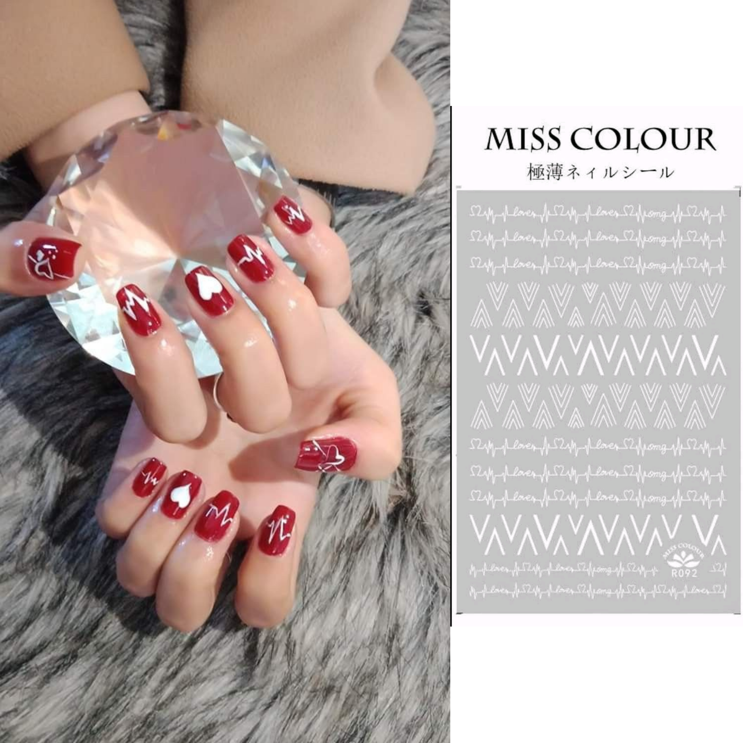 3D Nail Art Stickers Geometric & Script Design Decals (Gold, Black, White)