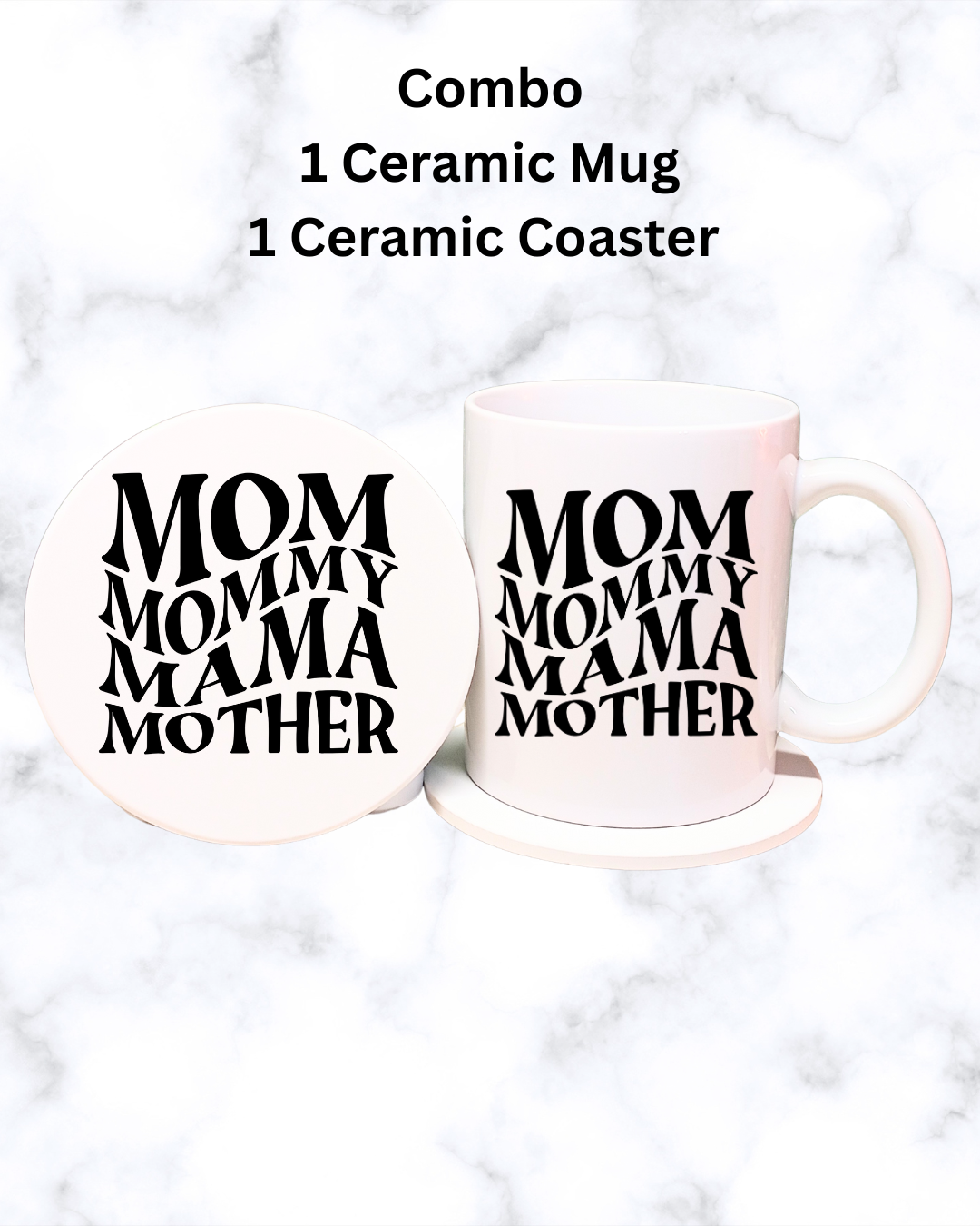 Mom Ceramic Mug & Coaster | Mother's Day Gift, Mom Birthday Gift, Coffee Lover Gift