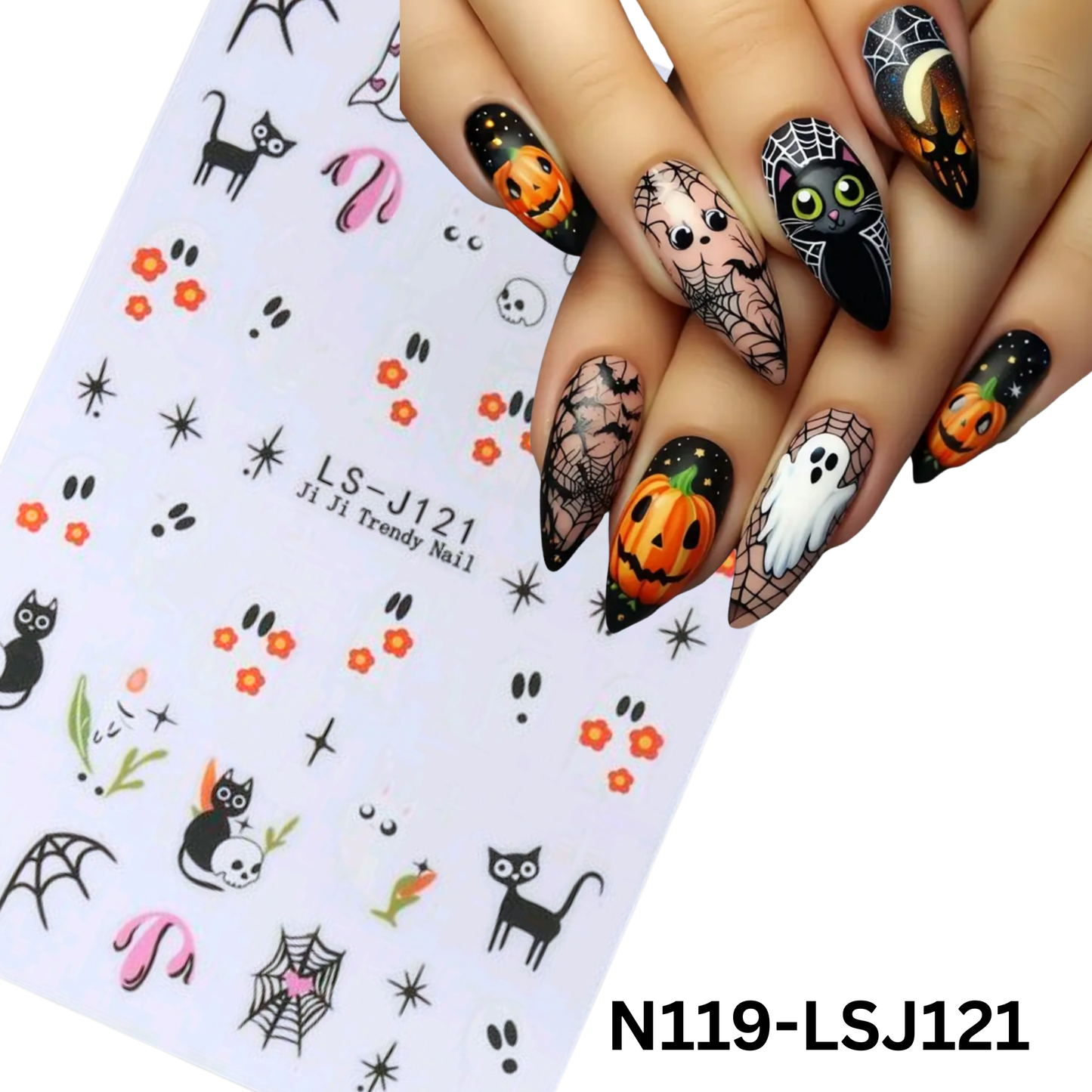 3D Halloween Nail Art Stickers β Cute Pumpkin, Spider, Bat & Ghost Nail Decals