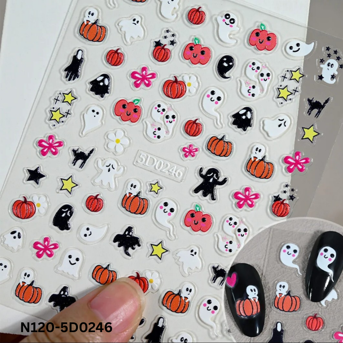 Spooky Halloween Nail Stickers 5D ā Cute Ghost & Pumpkin Nail Art DIY