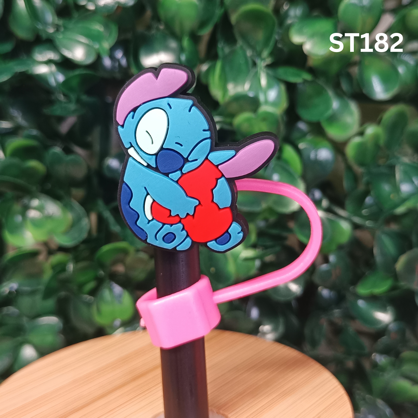 Cute Blue Alien Hug Straw Topper | 10mm Silicone Straw Cover