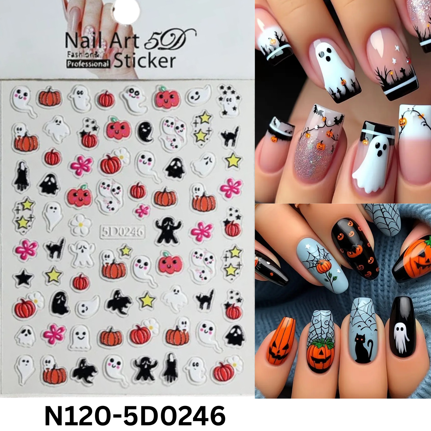 Spooky Halloween Nail Stickers 5D ā Cute Ghost & Pumpkin Nail Art DIY