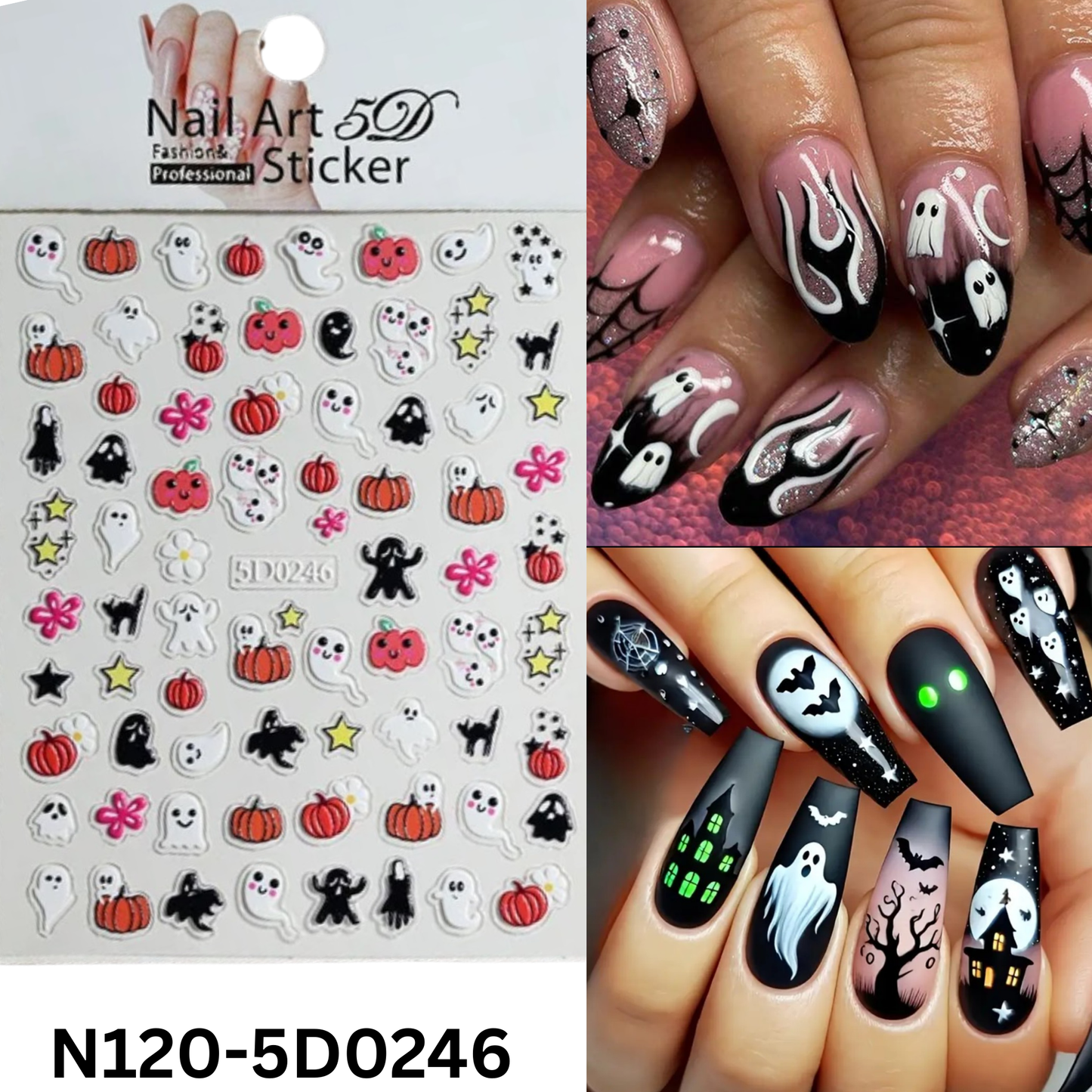 Spooky Halloween Nail Stickers 5D ā Cute Ghost & Pumpkin Nail Art DIY