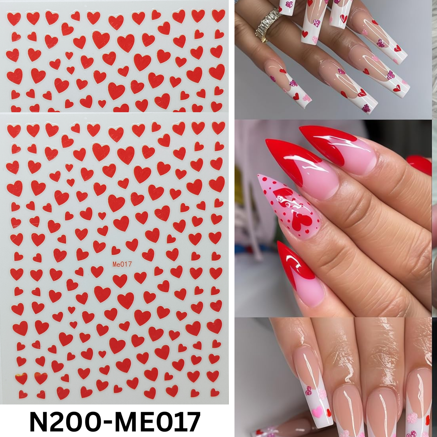 Valentine Heart Nail Stickers 3D Love Nail Art Decals