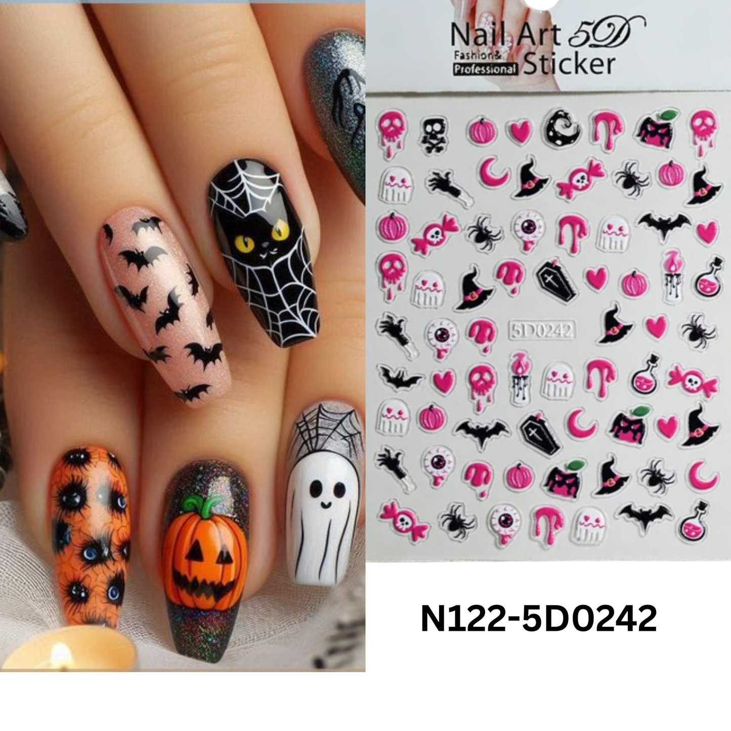 Halloween Spooky Nail Stickers 5D ā Easy DIY Nail Art for Party & Cosplay