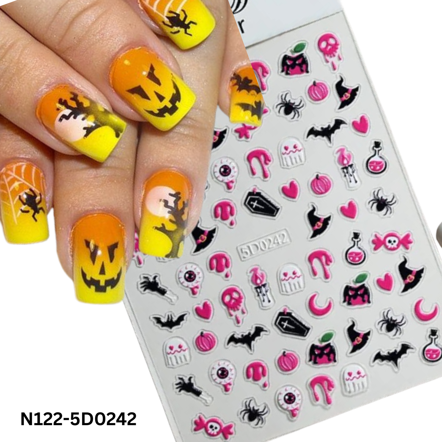 Halloween Spooky Nail Stickers 5D ā Easy DIY Nail Art for Party & Cosplay