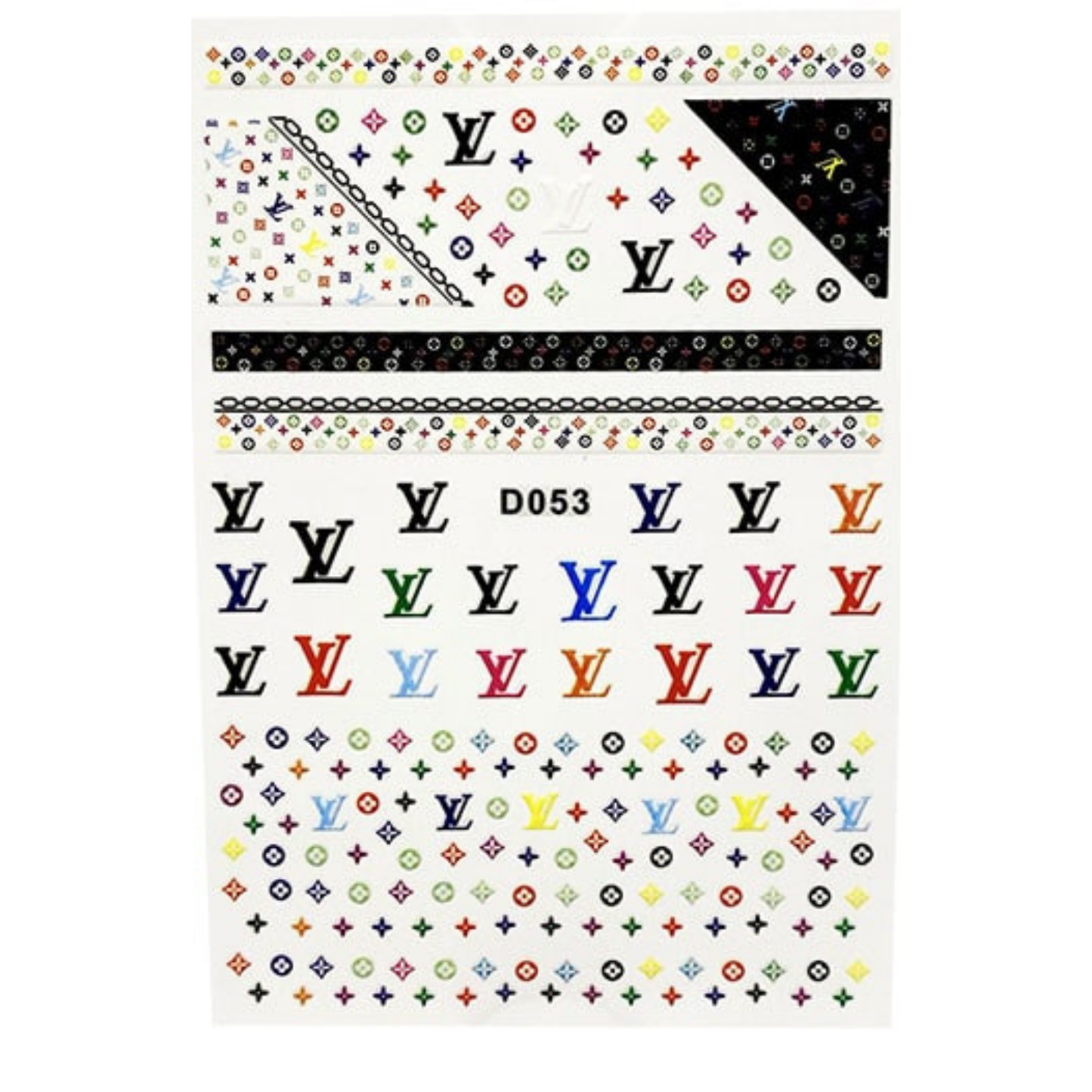 Nail 3D Sticker Multicolor color, Nail Art Sticker Acrylic, Dipping, Gel X, Gel Manicure Pedicure
