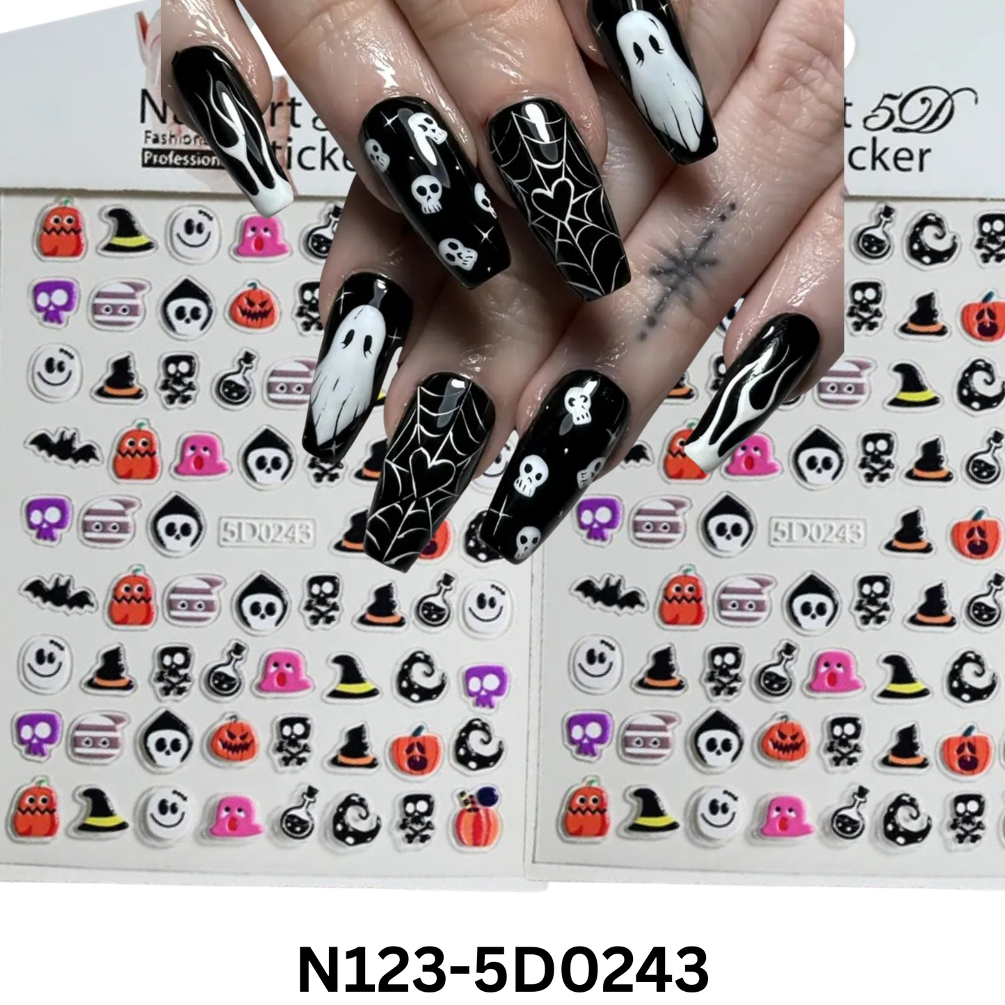 5D Halloween Nail Stickers ā Cute & Scary Designs for DIY Manicure