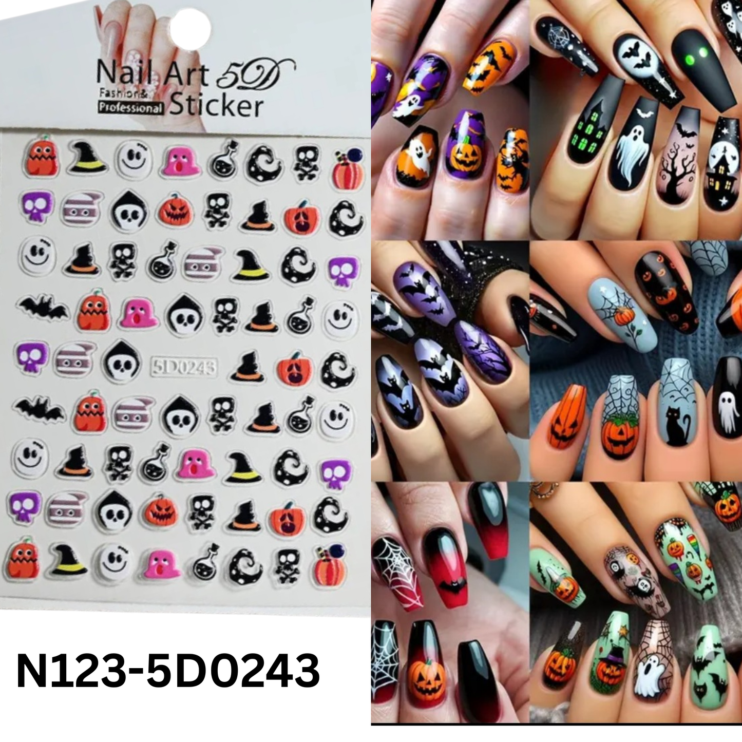 5D Halloween Nail Stickers ā Cute & Scary Designs for DIY Manicure