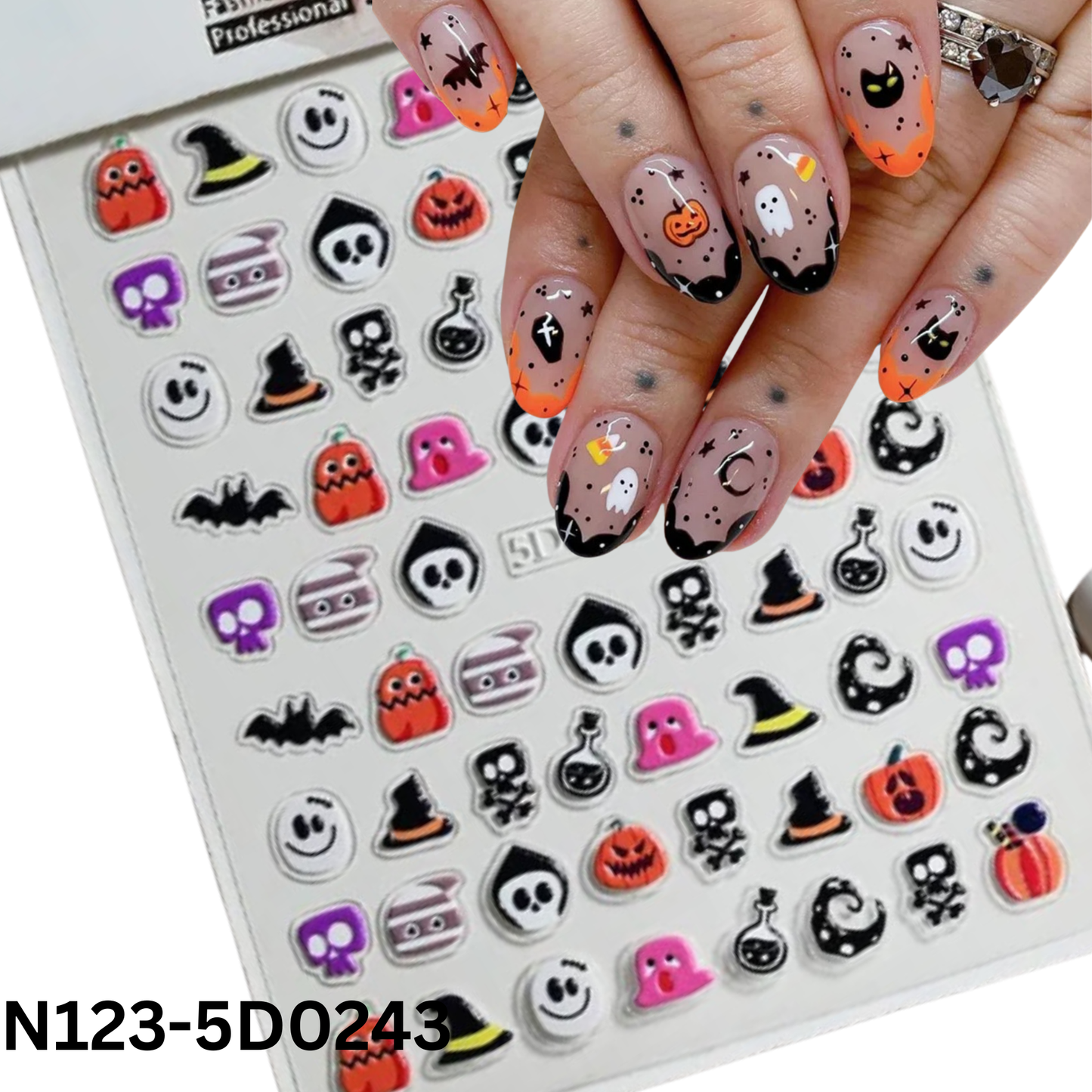 5D Halloween Nail Stickers ā Cute & Scary Designs for DIY Manicure