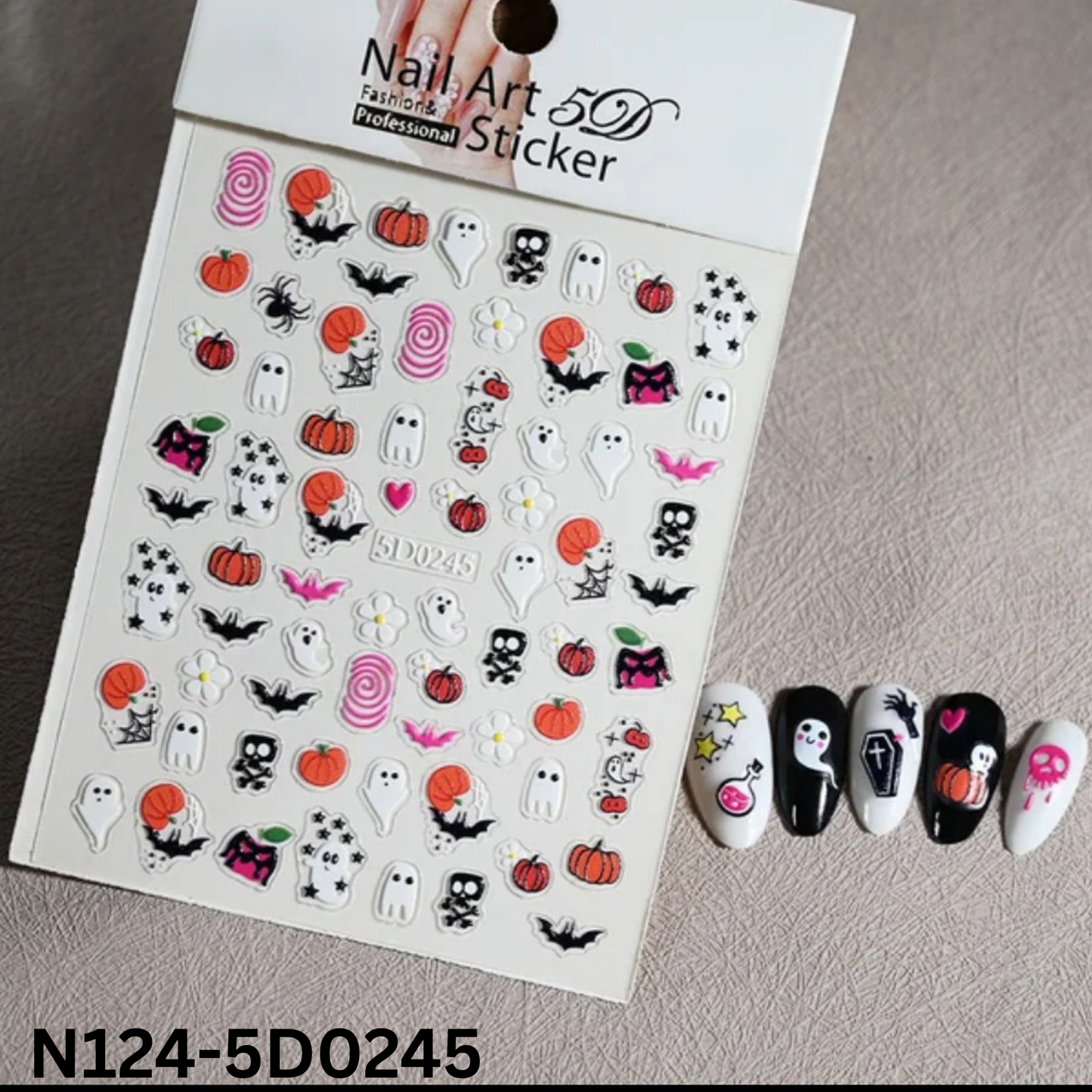 DIY Halloween Nail Stickers 5D ā Scary Cute Ghost & Pumpkin Nail Art