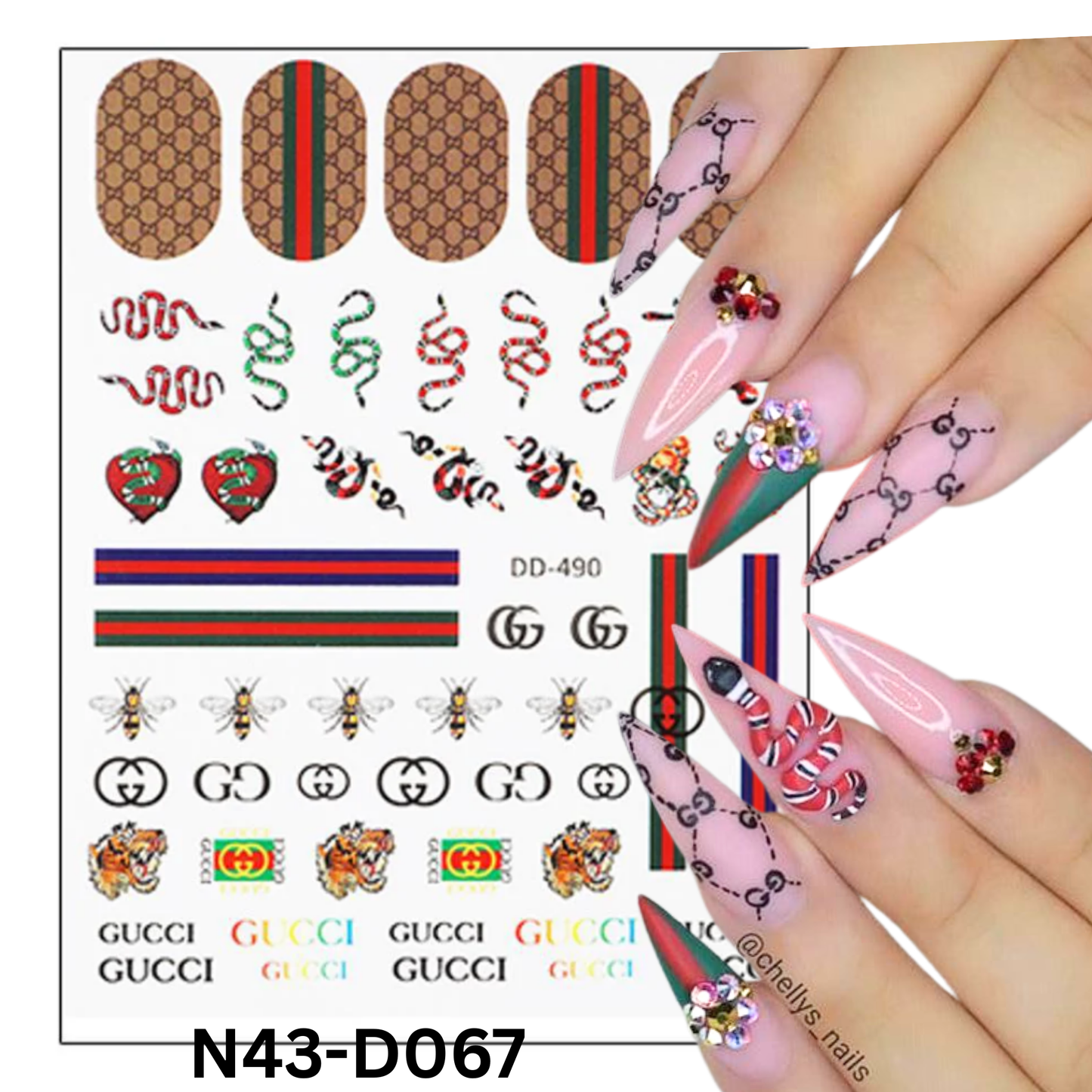 Nail Art Stickers – Designer Pattern Snakes, Stripes, Bees,3D Sticker Multicolor color