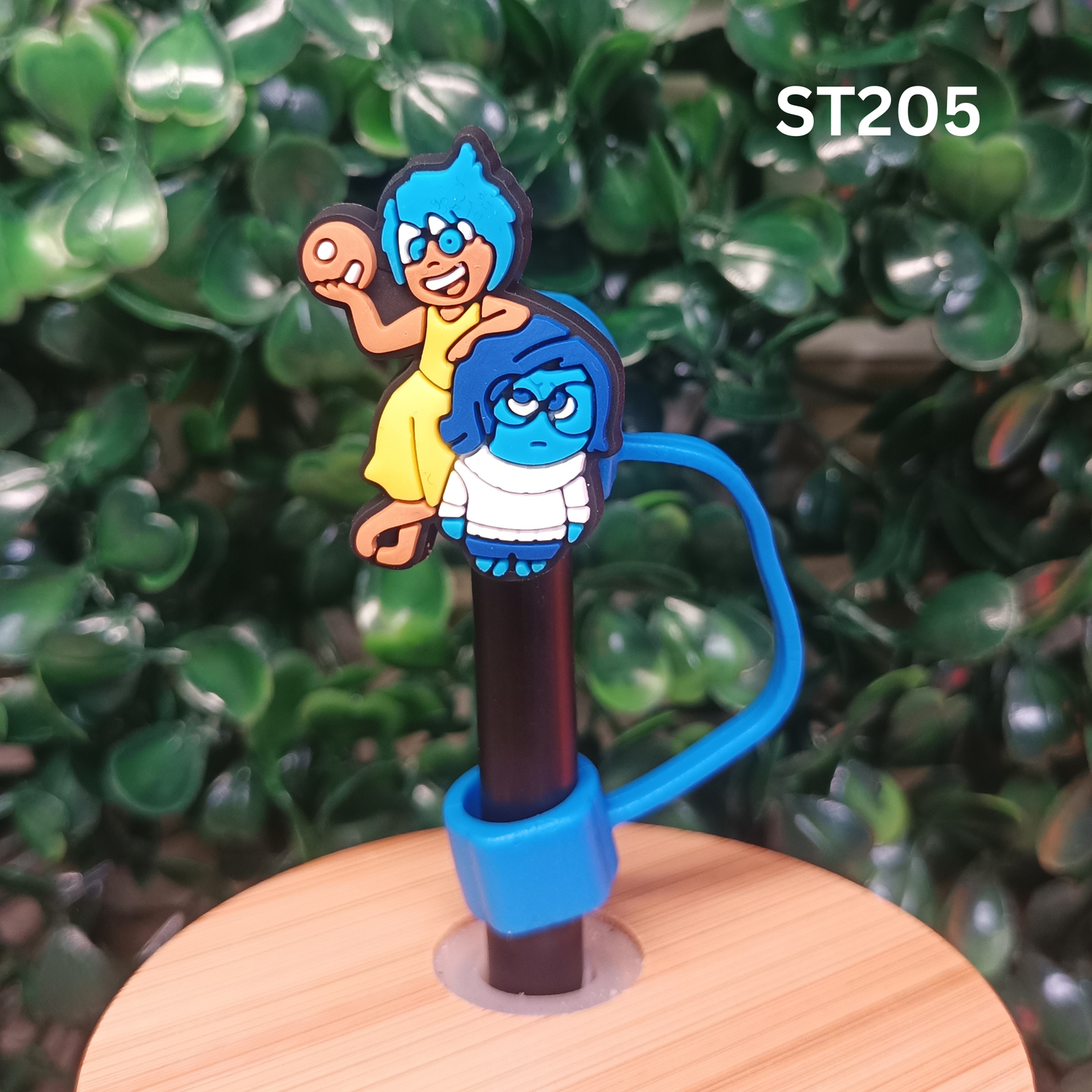 Happy and Sad Blue Girl Duo Straw Cover - 10mm Reusable Straw Tip Lid for Tumblers.