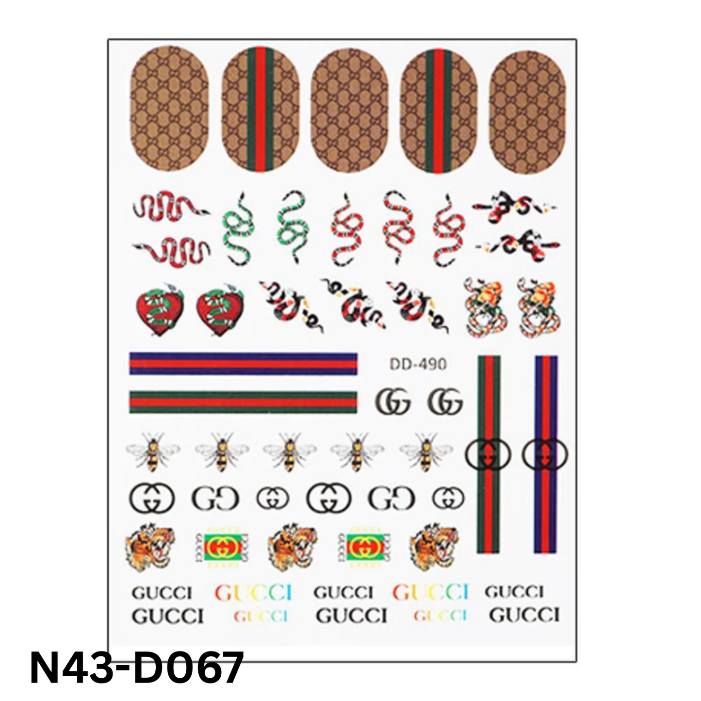 Nail Art Stickers – Designer Pattern Snakes, Stripes, Bees,3D Sticker Multicolor color