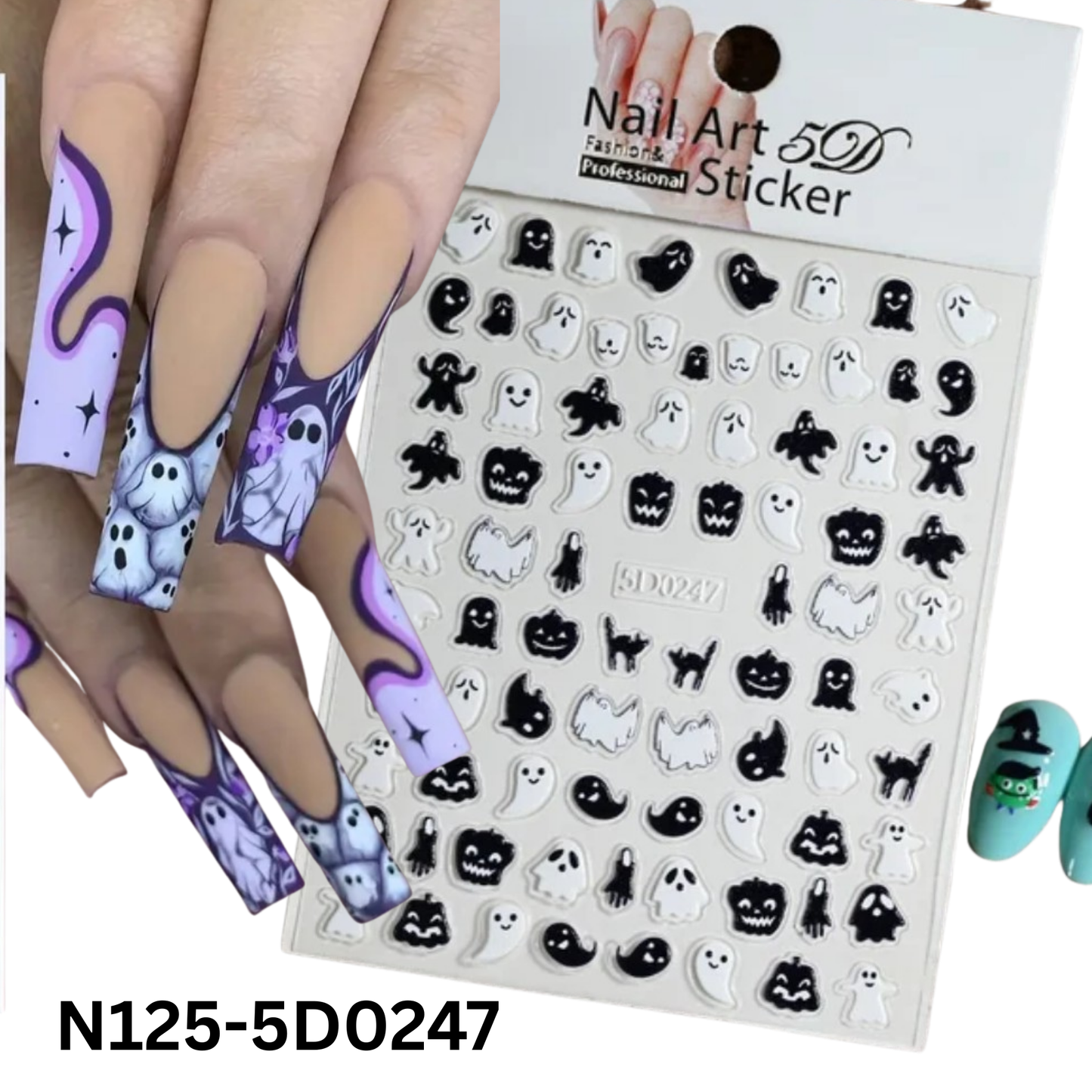 Halloween Spooky Nail Stickers 5D ā Easy DIY Nail Art for Party & Cosplay