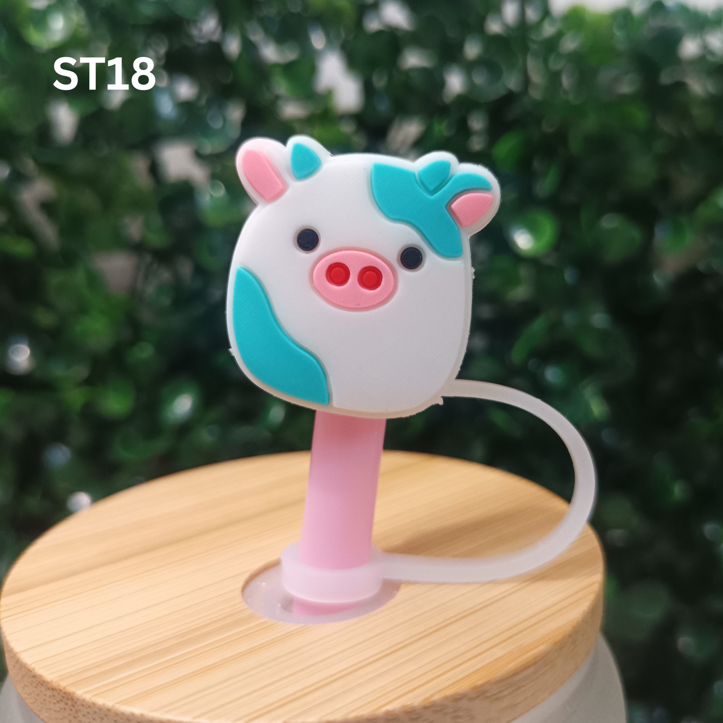 Cute Pig Straw Toppers 8mm ā Reusable Silicone Covers for Tumblers & Cups | Adorable Drink Accessories for Pig Lovers