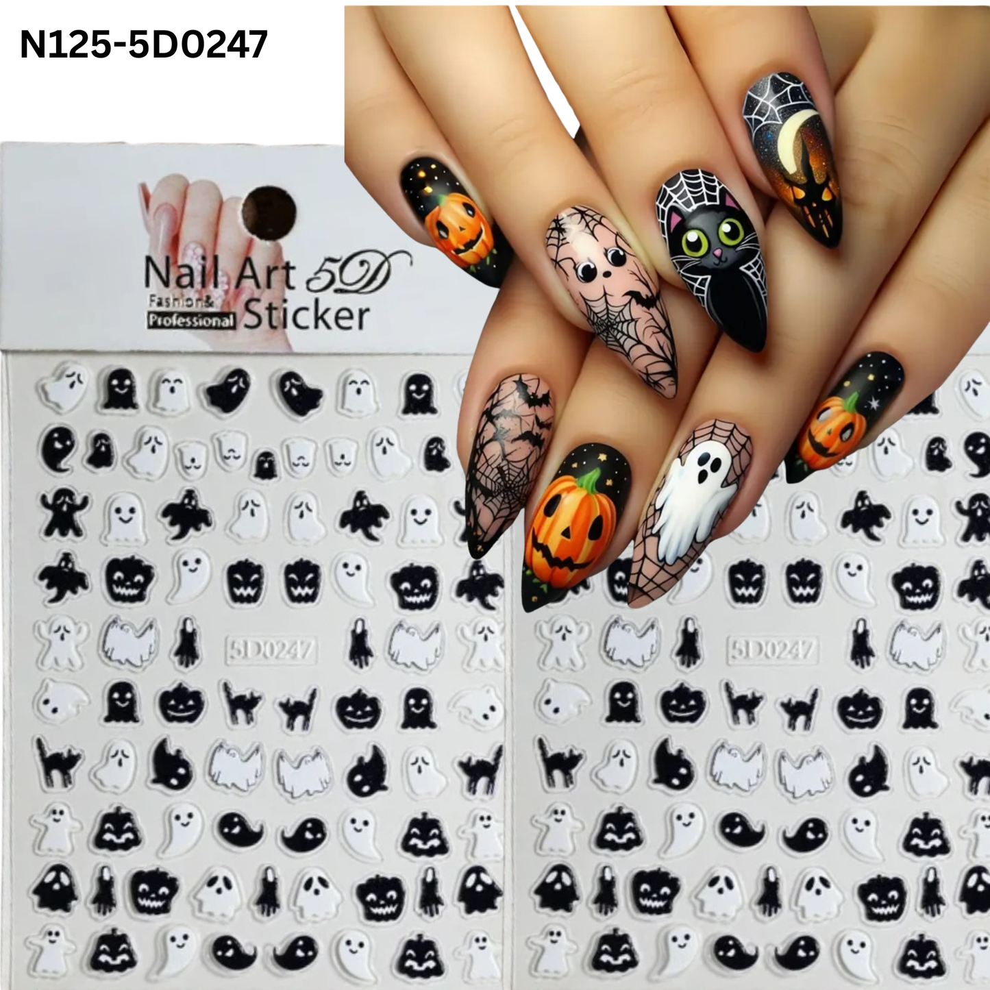 Halloween Spooky Nail Stickers 5D ā Easy DIY Nail Art for Party & Cosplay