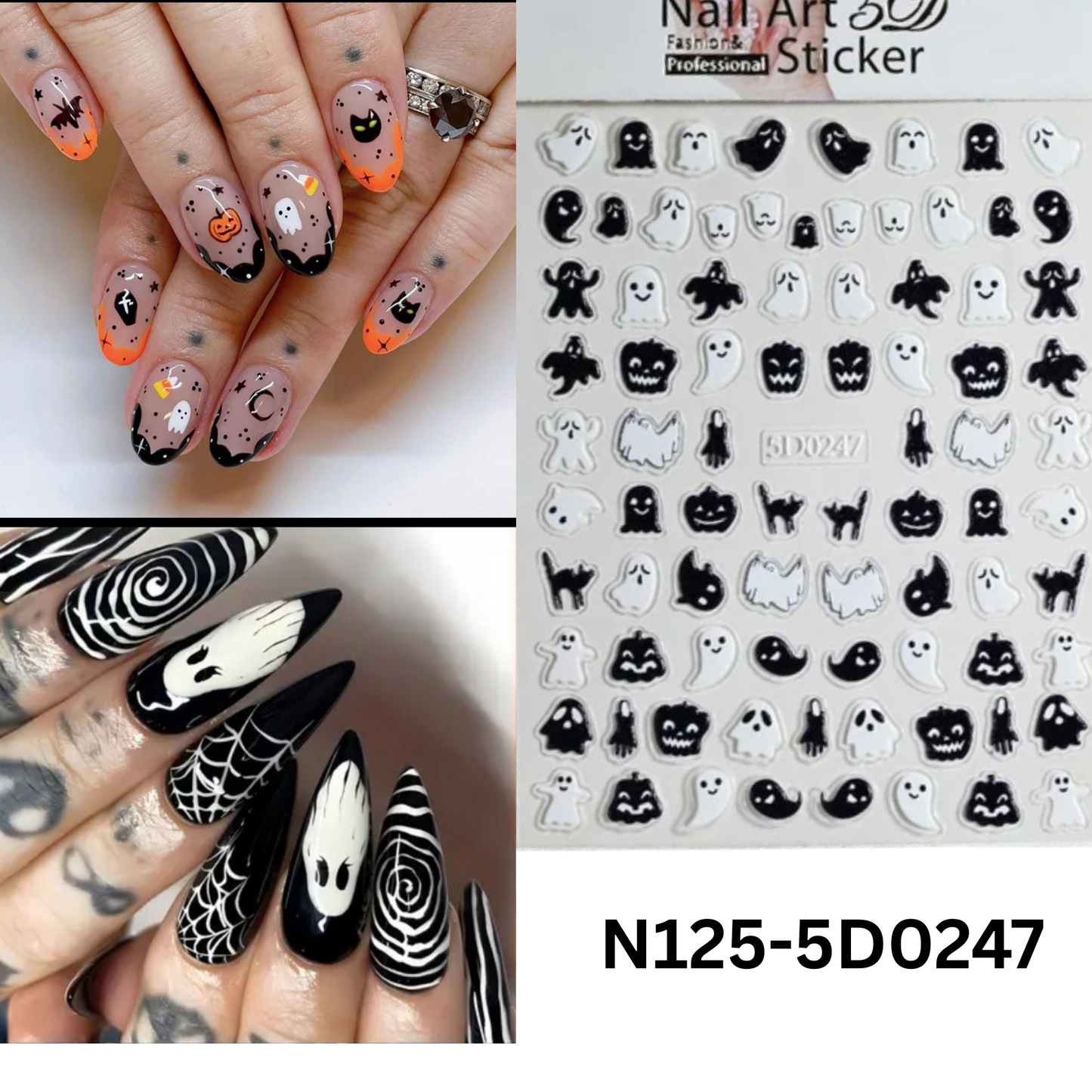 Halloween Spooky Nail Stickers 5D ā Easy DIY Nail Art for Party & Cosplay