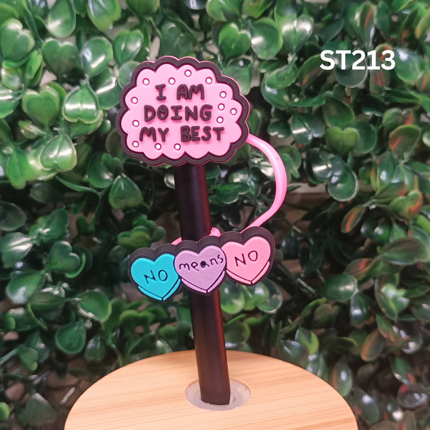 "I Am Doing My Best" Pink Quote Straw Topper - 10mm Silicone Dust Cap for Stanley Cups