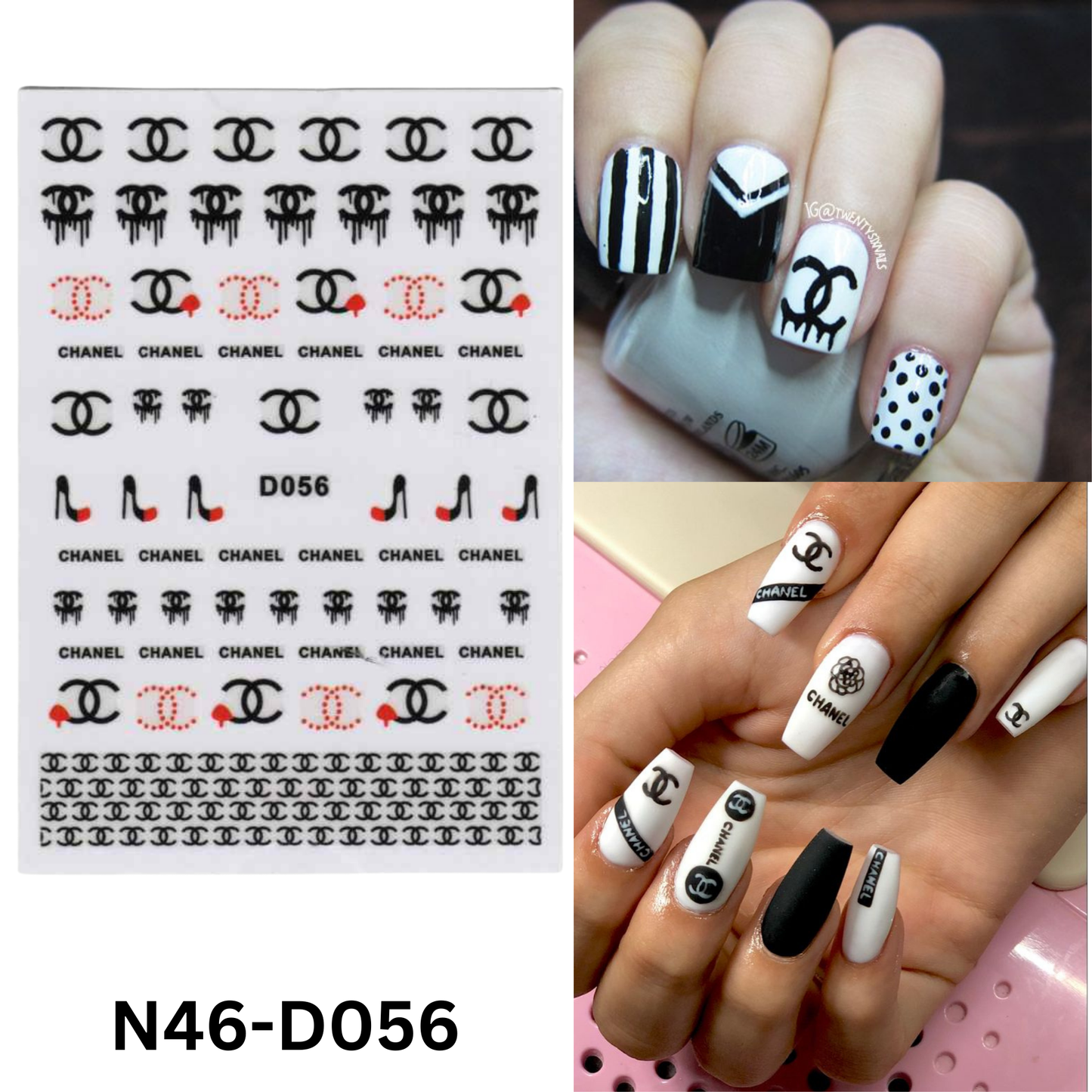 Black And Red Nail Sticker 3D, Nail Art Sticker Acrylic, Dipping, Gel X, Gel Manicure Pedicure