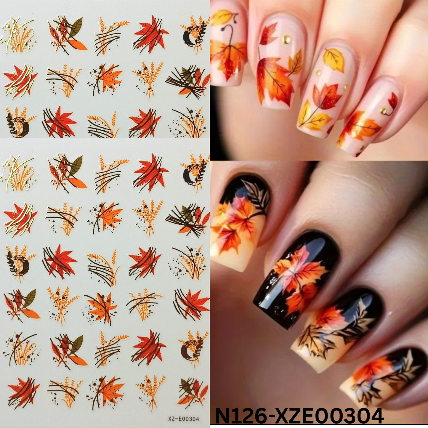 3D Maple Leaf Nail Stickers ā Autumn & Thanksgiving Nail Art Decals