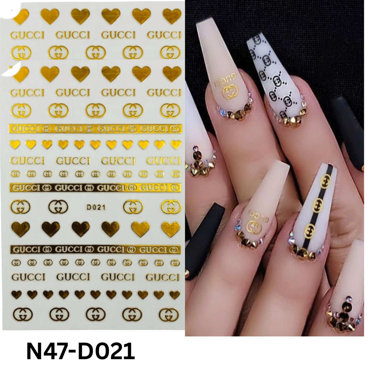 Heart Gold Nails 3D Sticker,Nail Art Sticker Acrylic, Dipping, Gel X, Gel Manicure Pedicure