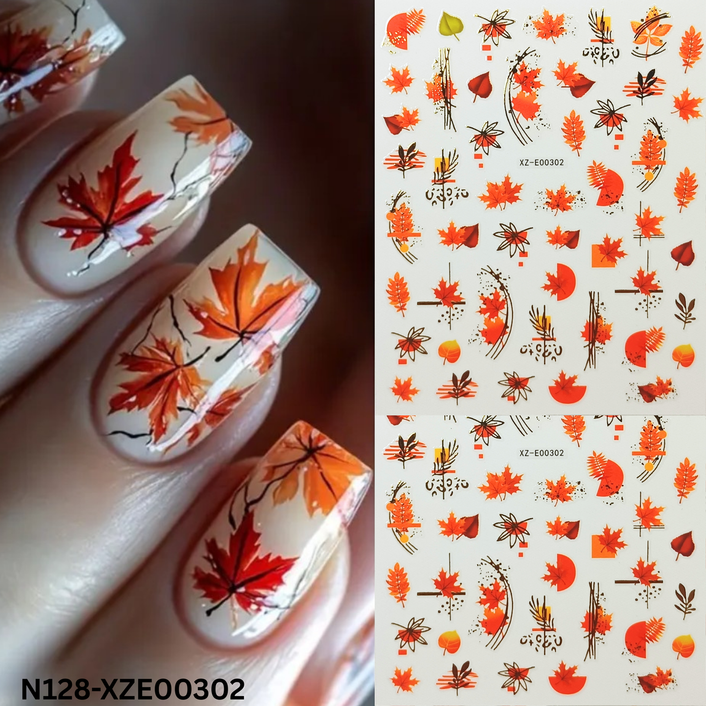 Seasonal Fall Nail Stickers – Autumn Maple Leaf Nail Art Decoration