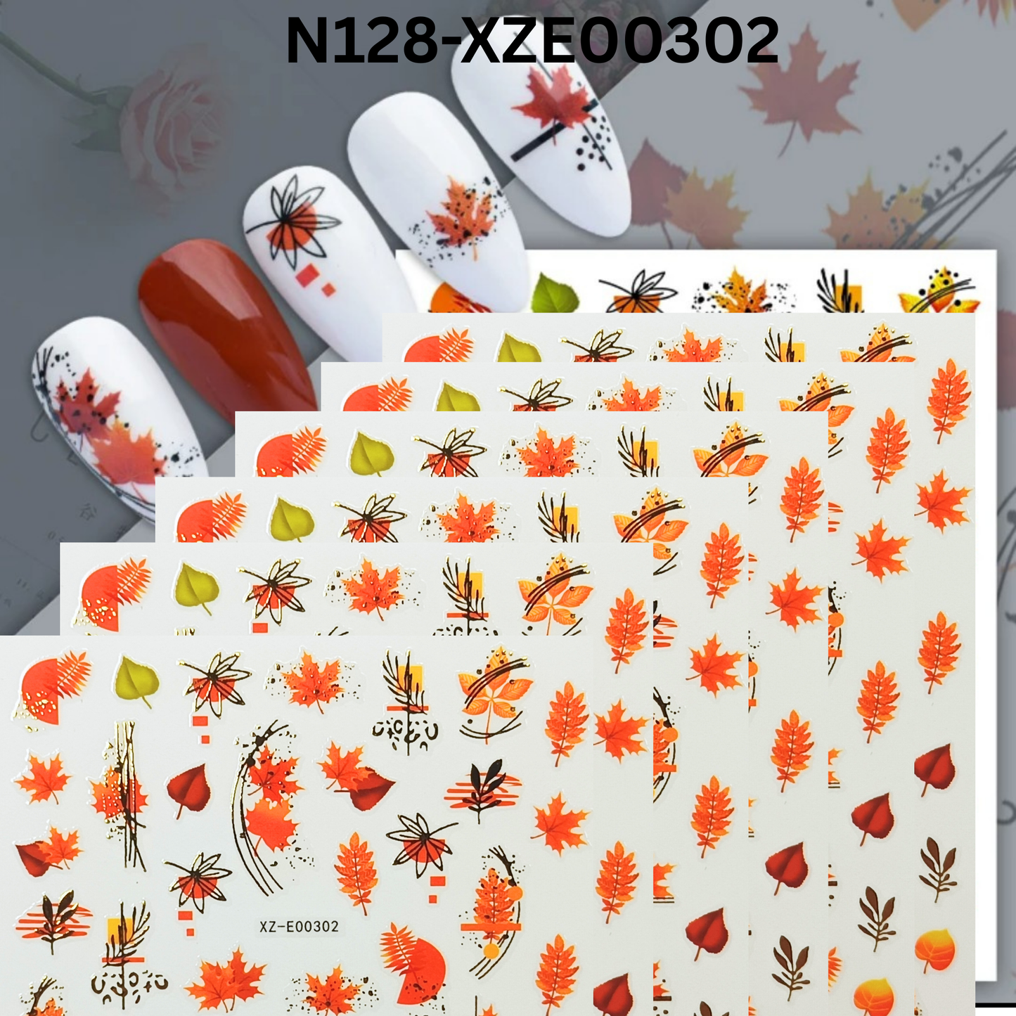 Seasonal Fall Nail Stickers – Autumn Maple Leaf Nail Art Decoration