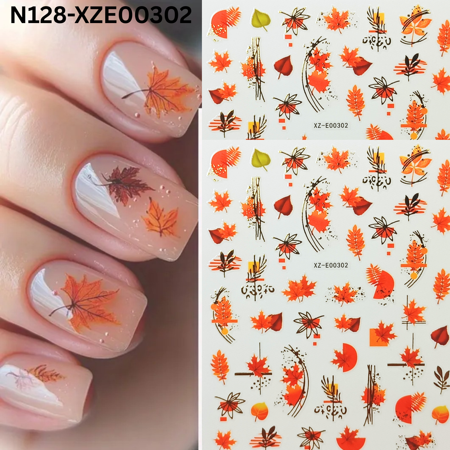 Seasonal Fall Nail Stickers – Autumn Maple Leaf Nail Art Decoration