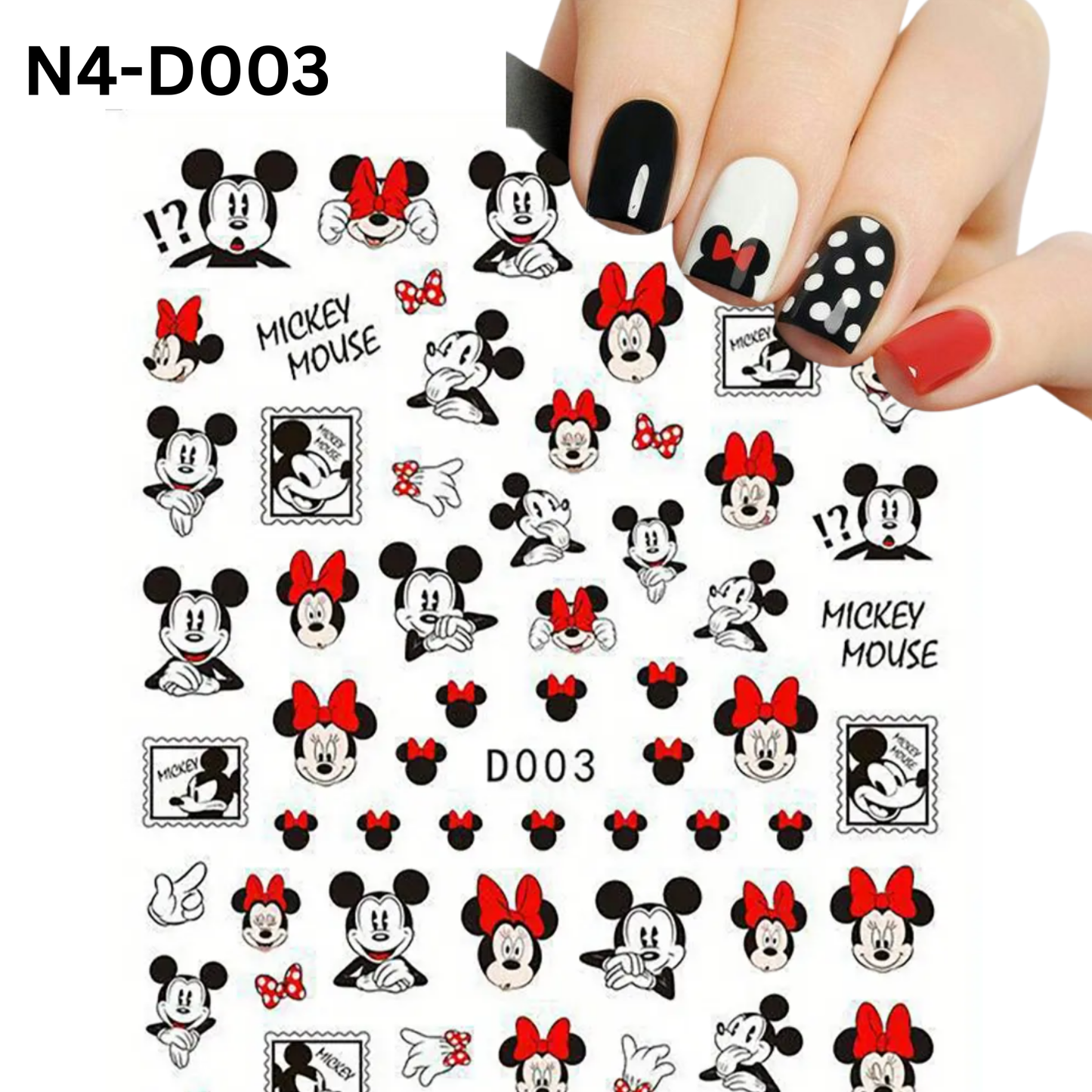 3D Cartoon Nail Stickers, Cute Mickey & Minnie Mouse Nail Art Decals Self-Adhesive, Fun & Playful Design