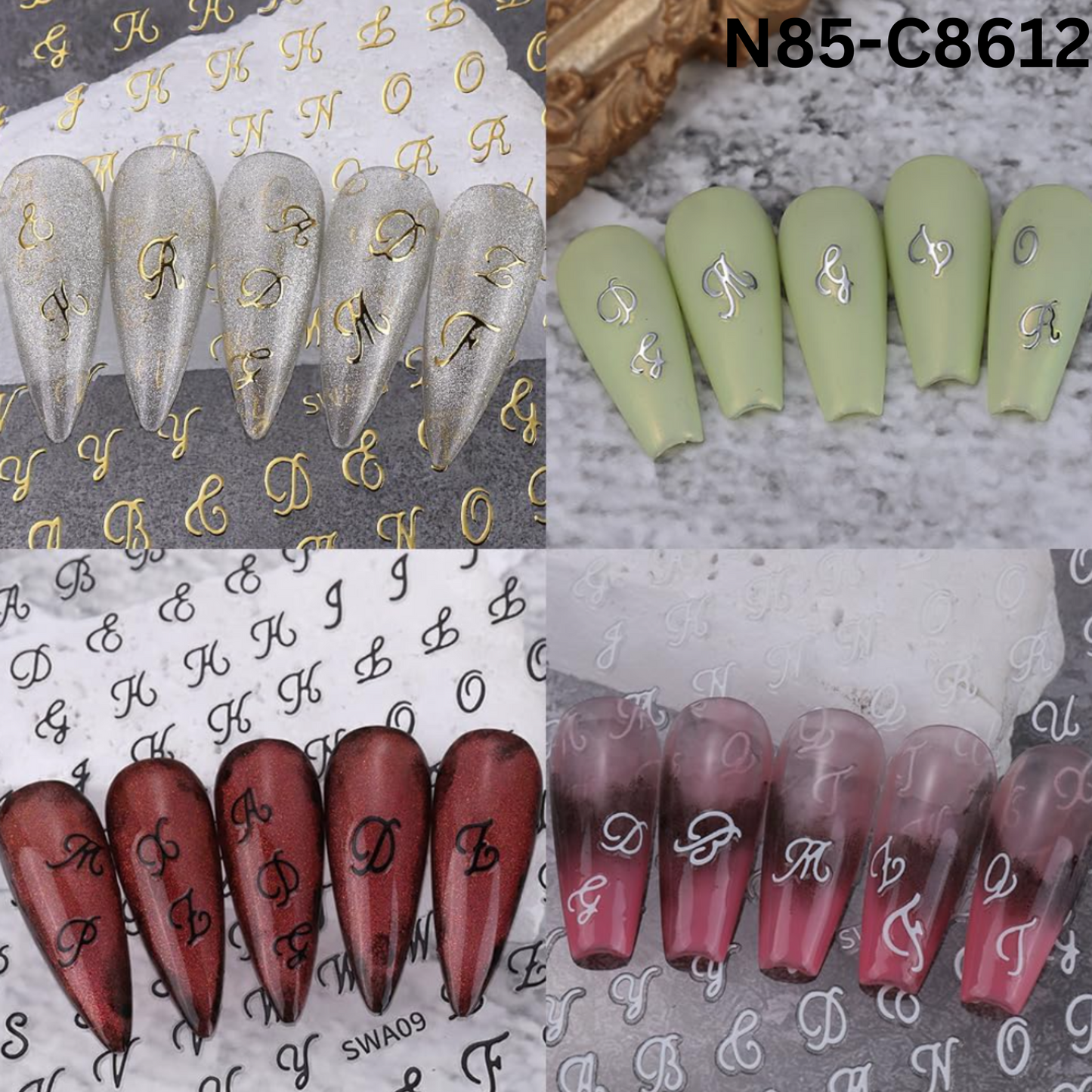 Nail 3D Roman Letter Nail Stickers, English Alphabet Nail Stickers, Nails Art Stickers