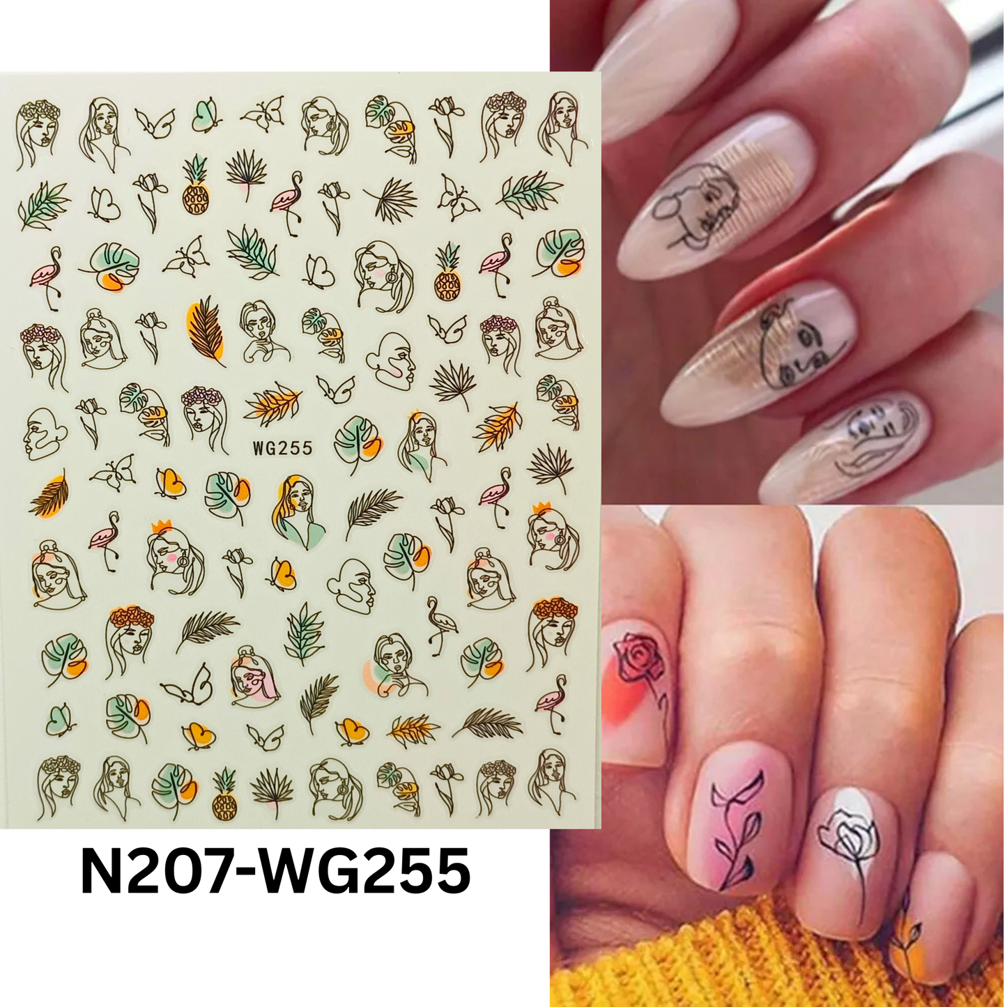 Girl & Flower Nail Stickers β 3D Feminine Nail Art Decals