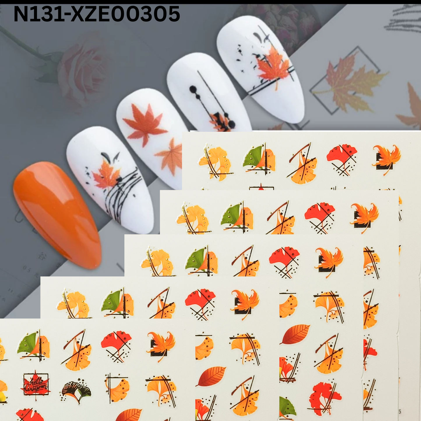 Maple Leaf Fall Nail Stickers ā 3D Autumn Nail Decals for DIY Art