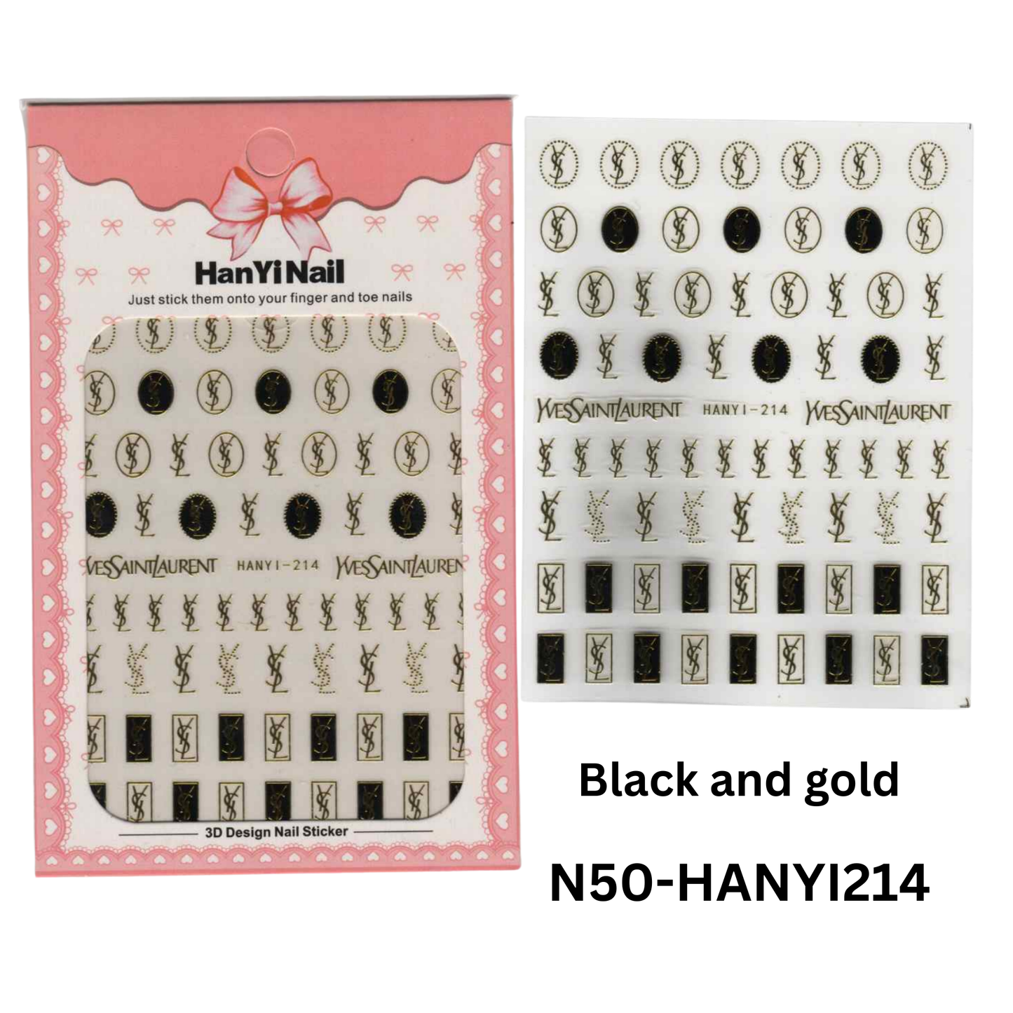 Black and Gold Nail Sticker , Nail 3D Sticker ,Nail Art Sticker