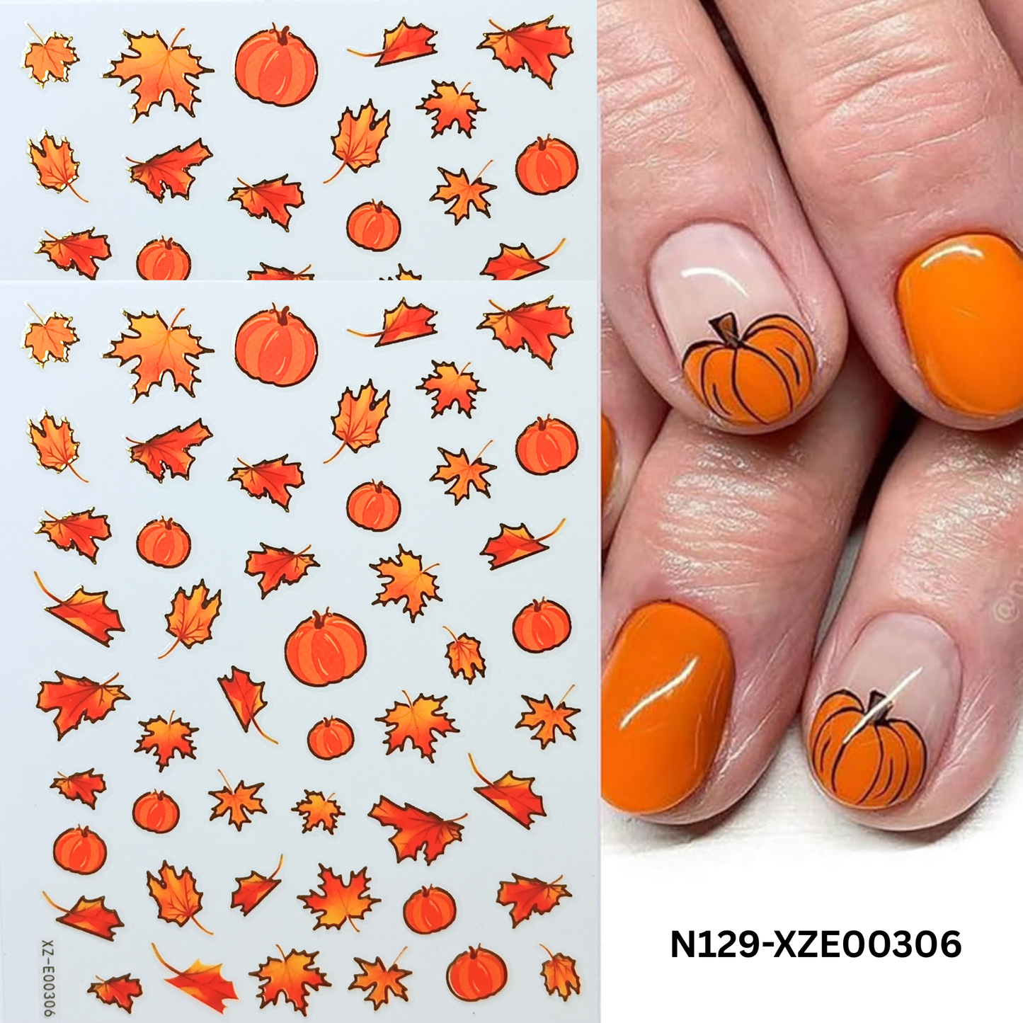Fall 3D Nail Stickers – Autumn Leaves, Pumpkin & Maple Nail Art Decals