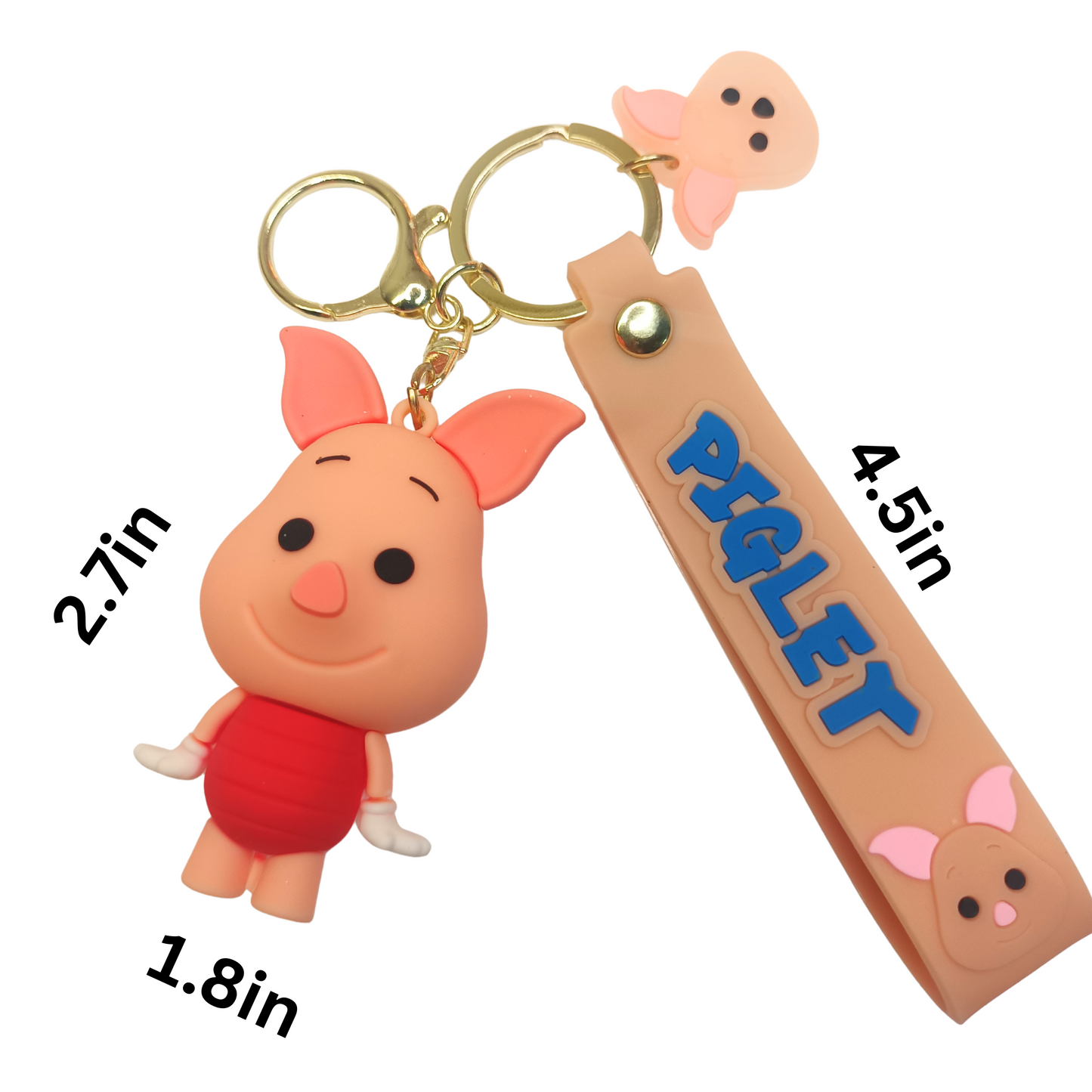 Adorable Piglet Keychain with Strap – Cute Cartoon Bag Charm & Gift Idea