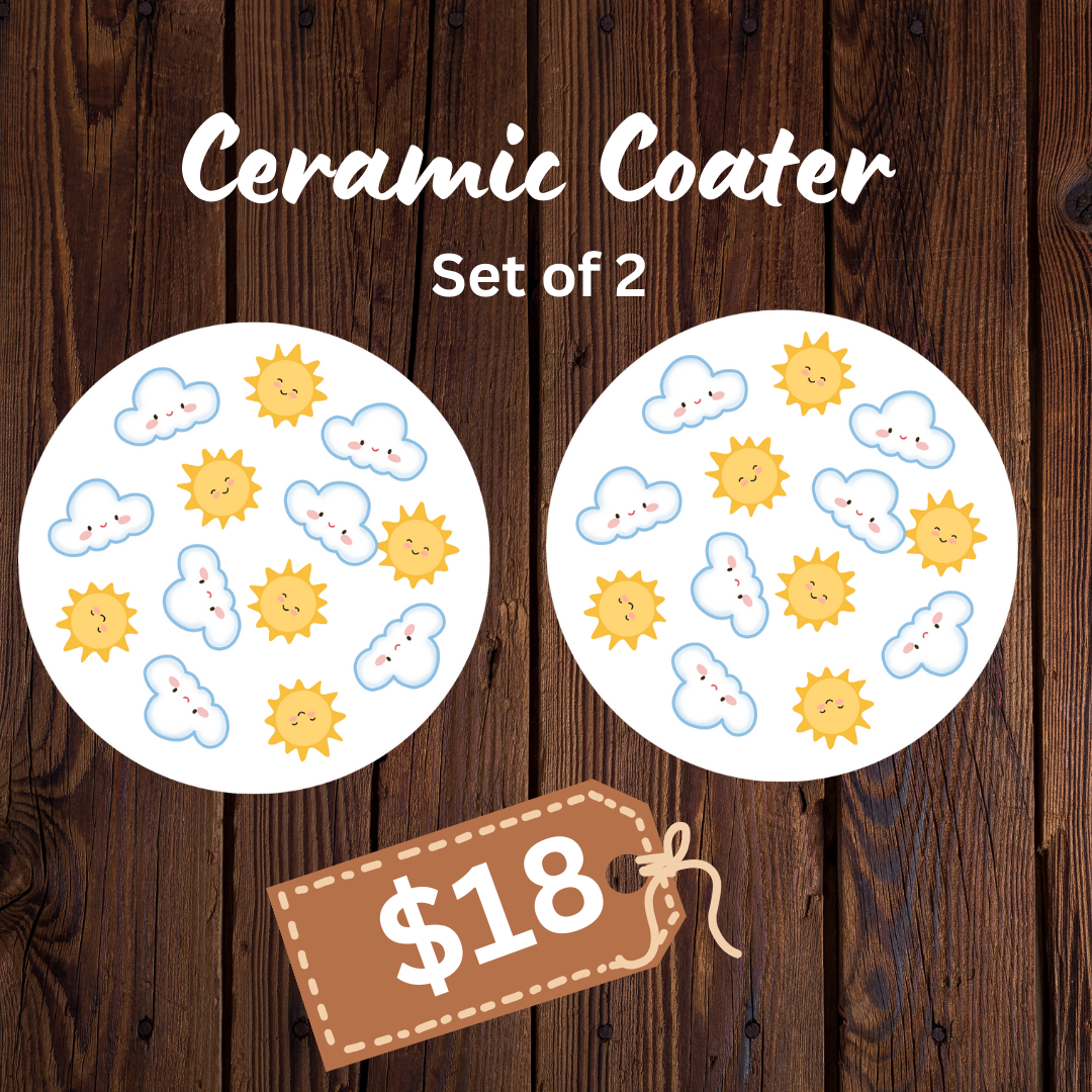 Sun & Cloud Glass Cup with Matching Coaster Cute Aesthetic Can Glass Set Frosted or Clear Cup with Bamboo Lid and Straw