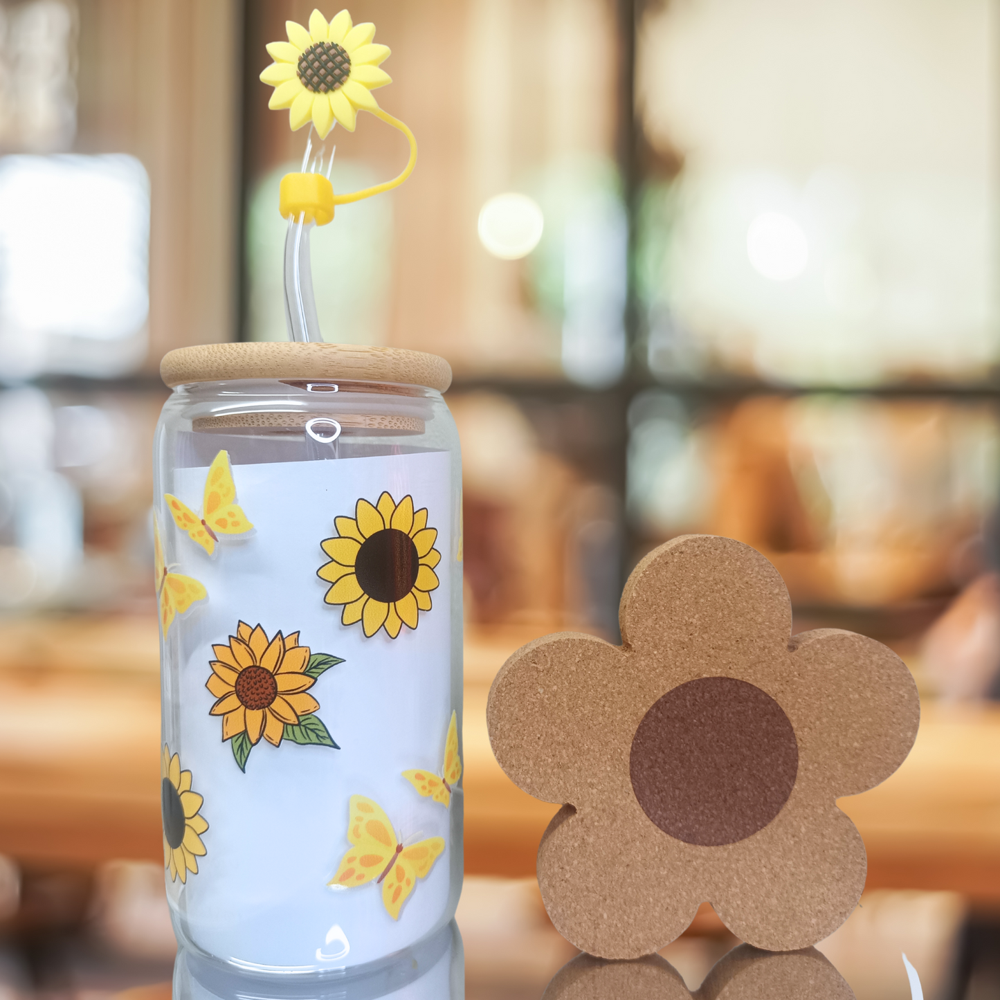 Sunflower Dream Glass Cup, Glass Cup 16oz & 20oz Custom Glass Tumbler, Customizable Drinkware, Clear Glass Mug, Unique Gifts for Her