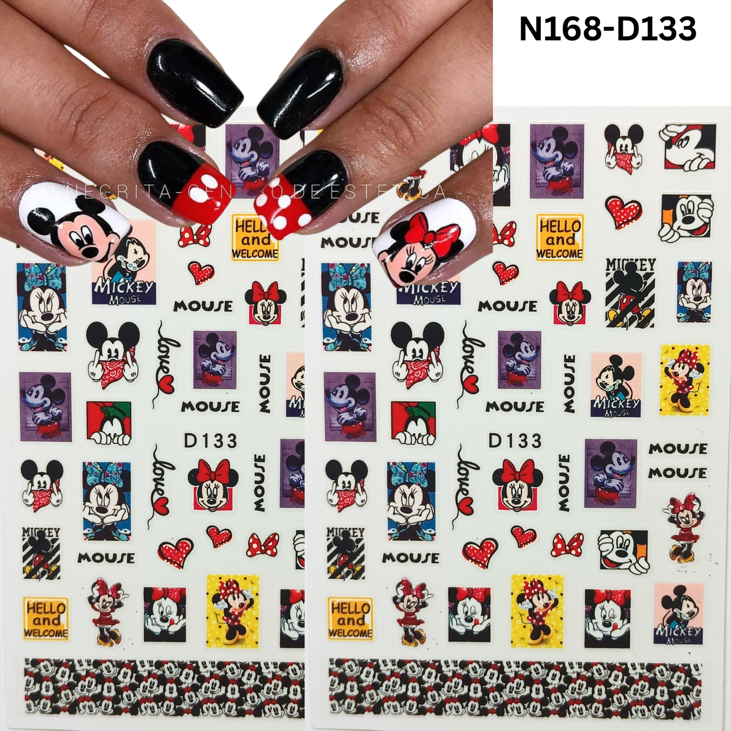 Disney-Inspired Mickey & Minnie Nail Stickers – Romantic Nail Design