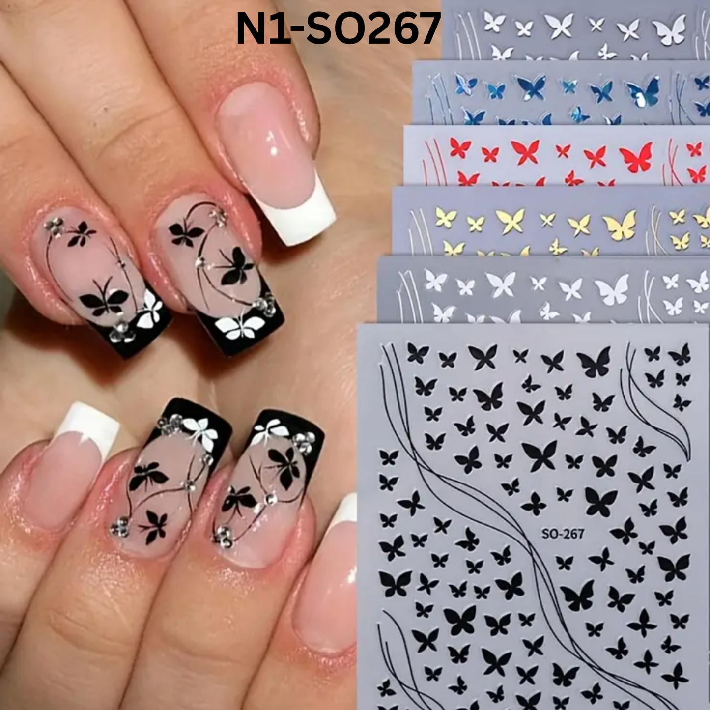 3D Butterfly Nail Stickers ā Self-Adhesive Nail Art Decals for Manicure & DIY Nail Design ā Multi-Color Butterfly Nail Stickers