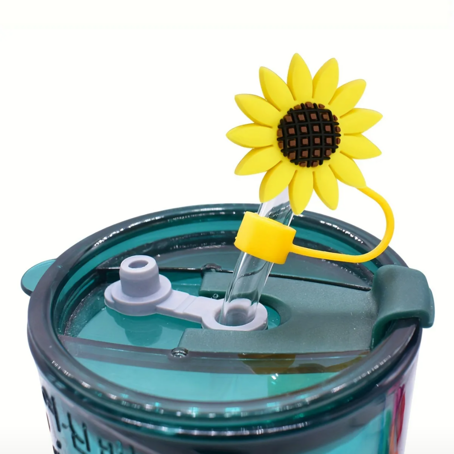 Sunflower Straw Caps for Tumblers,Glass Cup - Reusable Straw Toppers with 10mm Diameter, Dust Prevention
