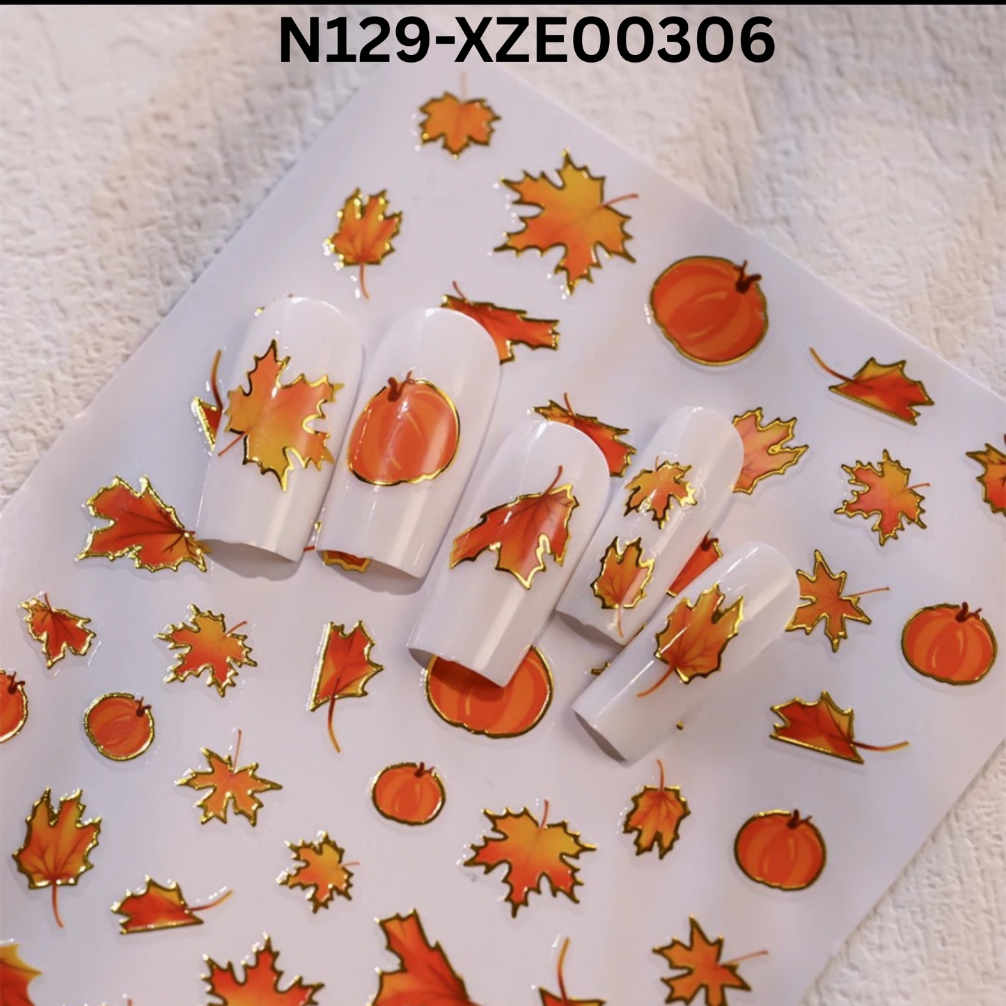 Fall 3D Nail Stickers – Autumn Leaves, Pumpkin & Maple Nail Art Decals