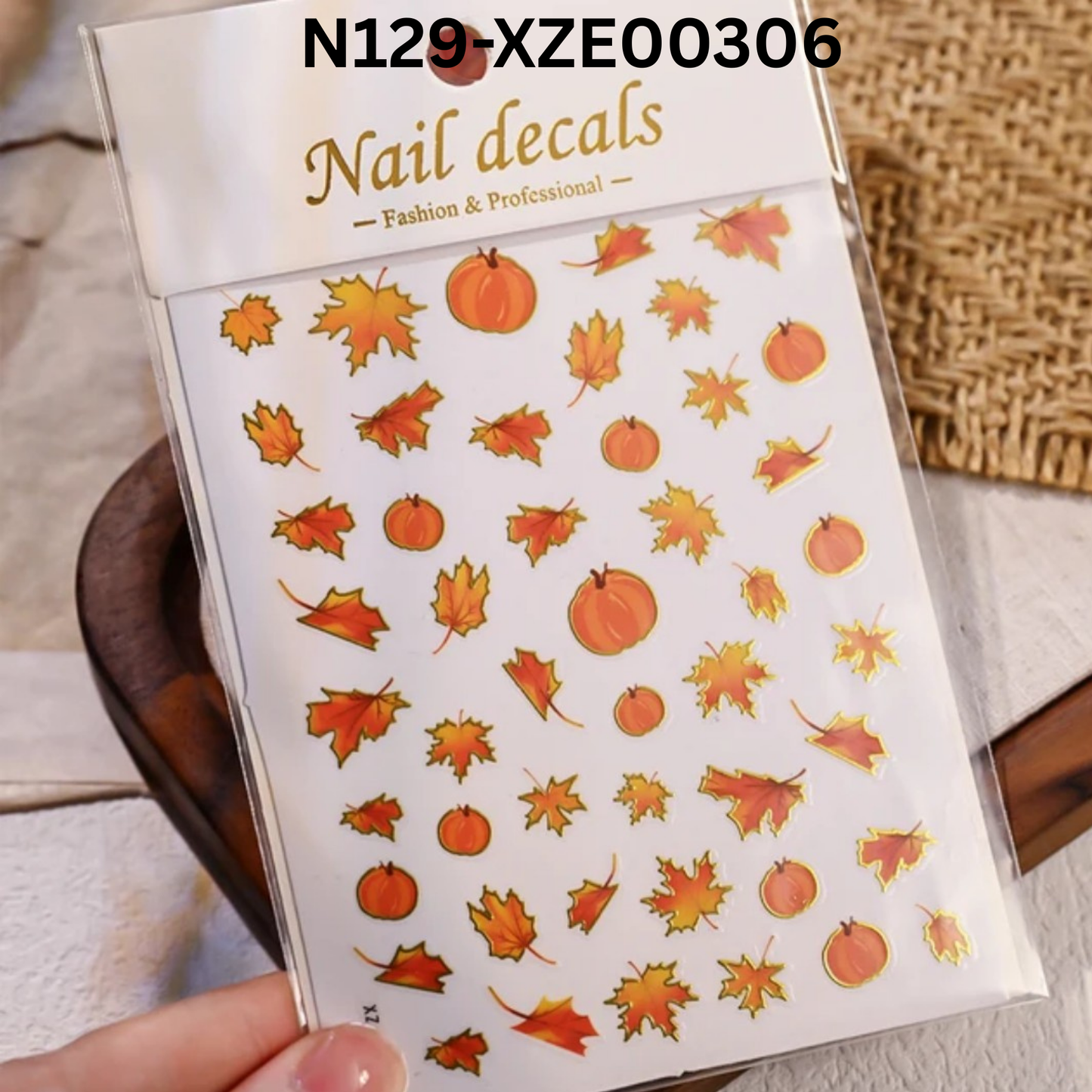 Fall 3D Nail Stickers – Autumn Leaves, Pumpkin & Maple Nail Art Decals