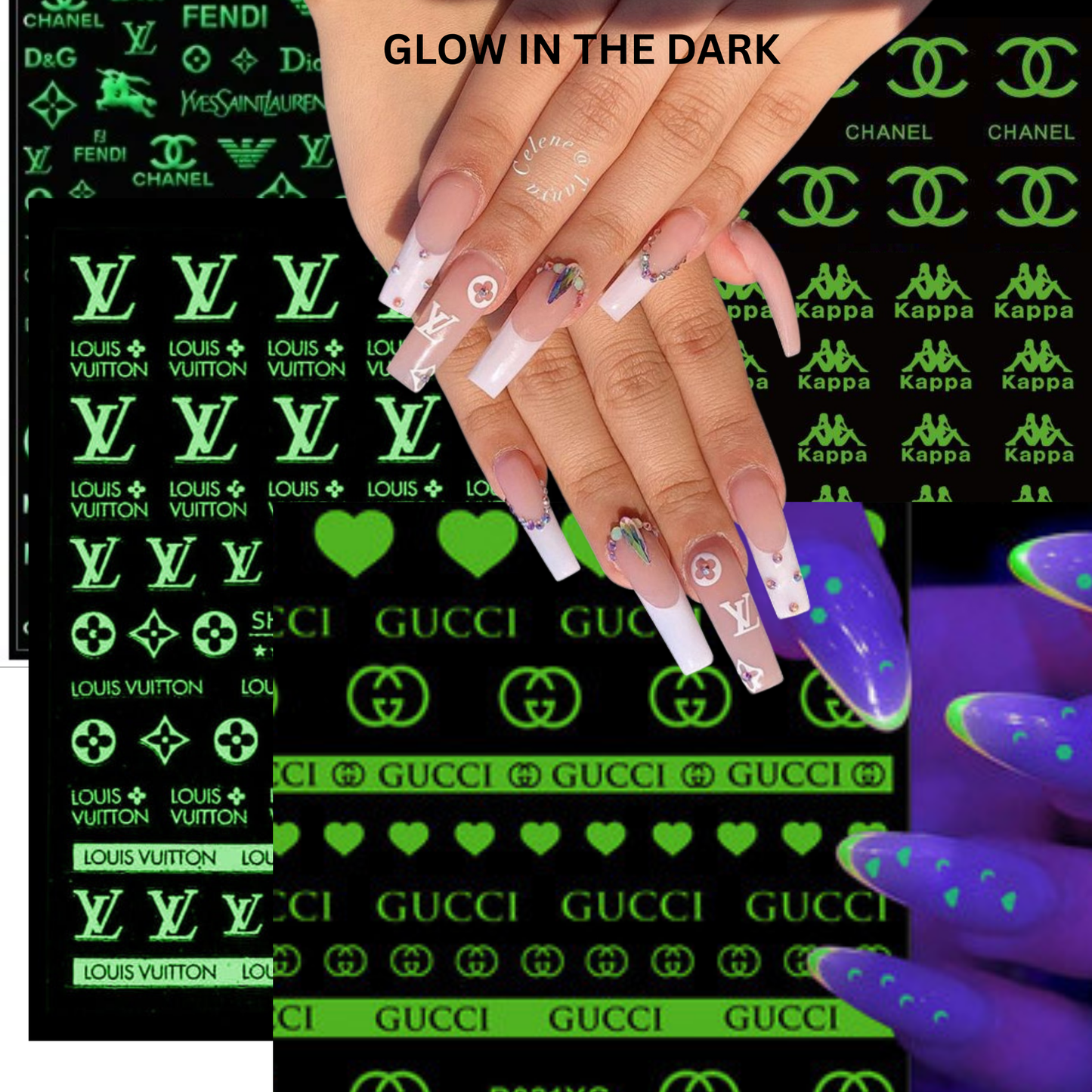 Glow In The Dark Nail Stickers Design, Nail 3D Sticker, Nail Art Sticker