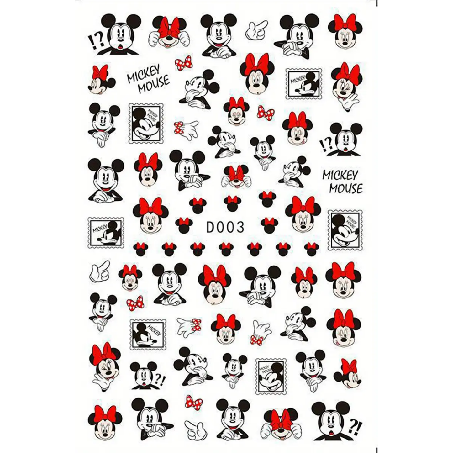 3D Cartoon Nail Stickers, Cute Mickey & Minnie Mouse Nail Art Decals Self-Adhesive, Fun & Playful Design
