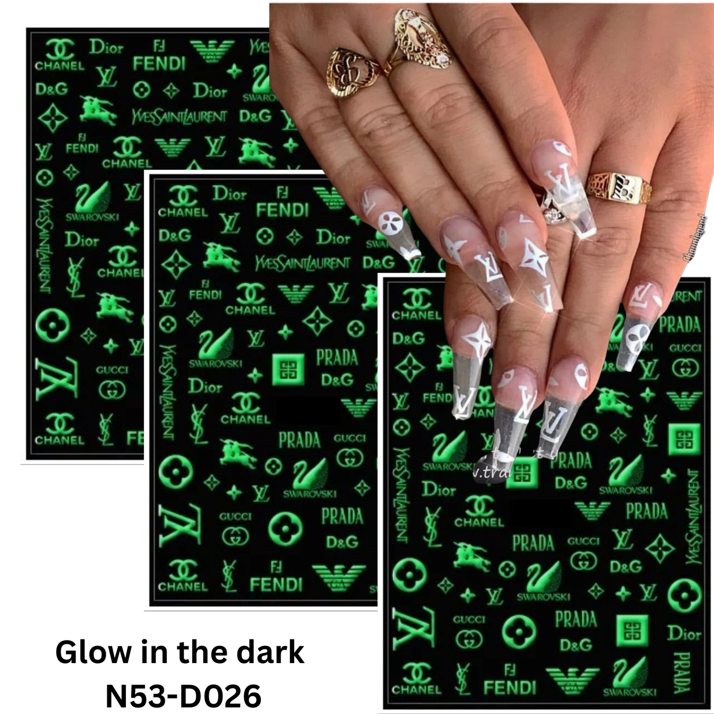 Glow in the Dark Nail Design Stickers – 3D Nail Art Decals