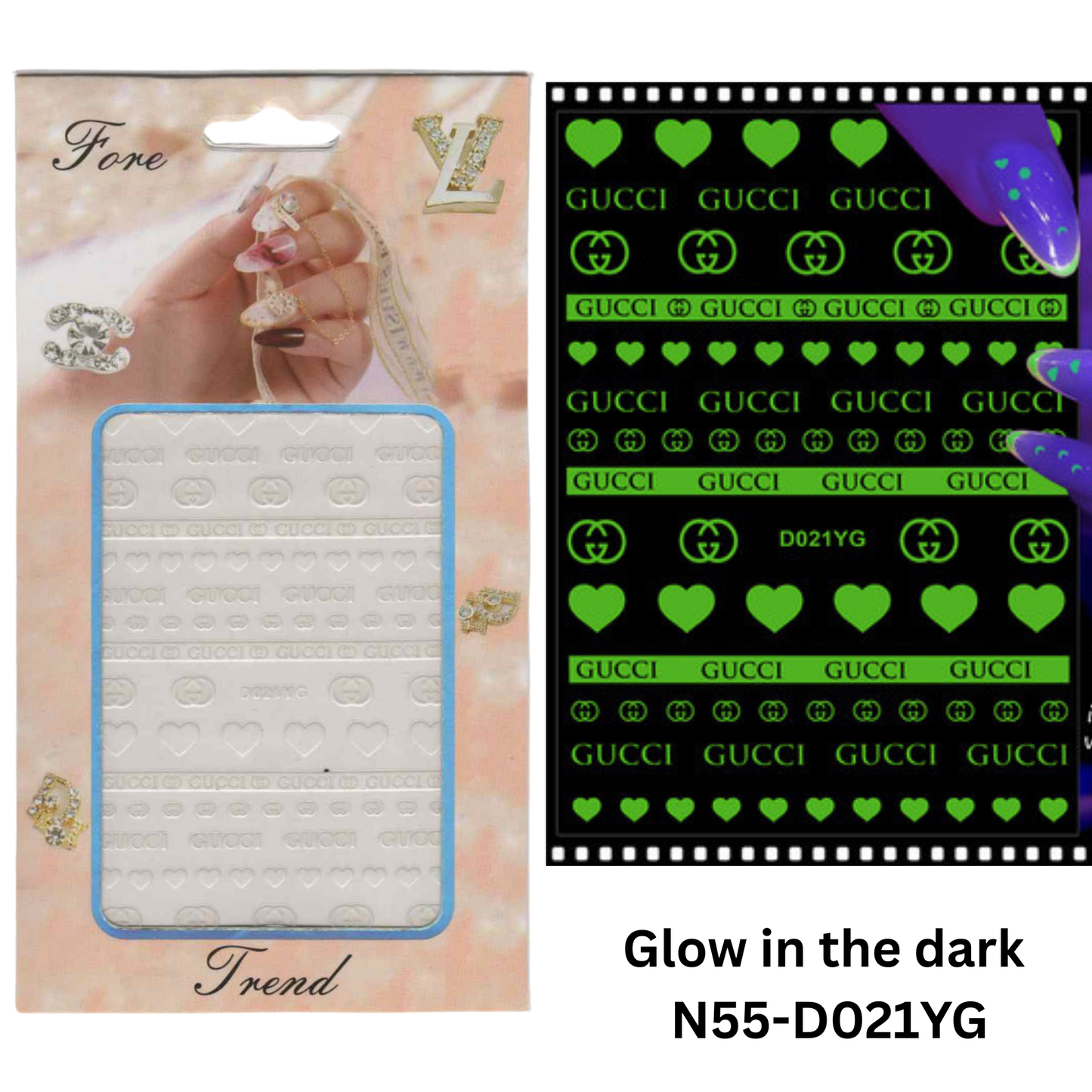 Glow In The Dark Nail Stickers Design, Nail 3D Sticker, Nail Art Sticker