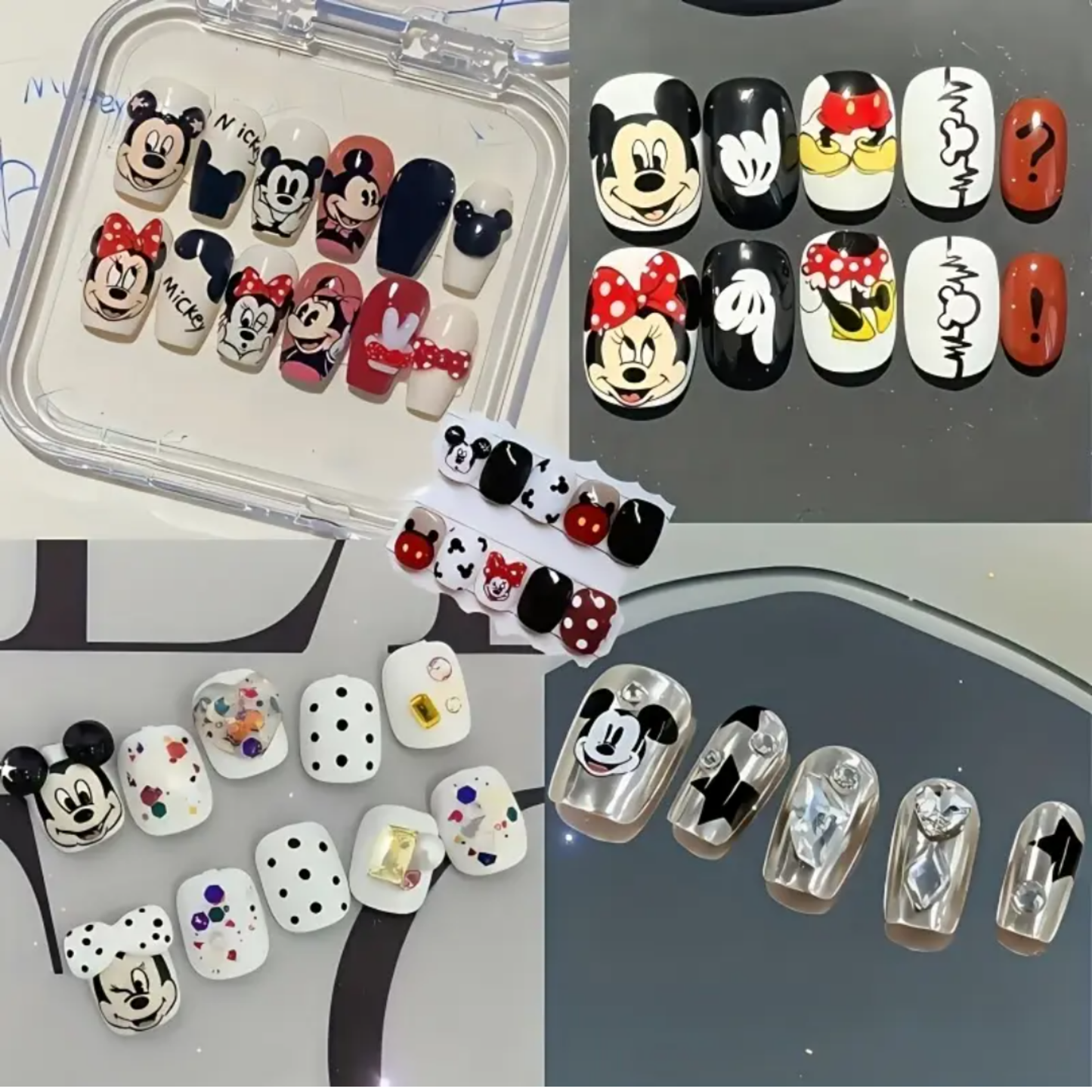 3D Cartoon Nail Stickers, Cute Mickey & Minnie Mouse Nail Art Decals Self-Adhesive, Fun & Playful Design