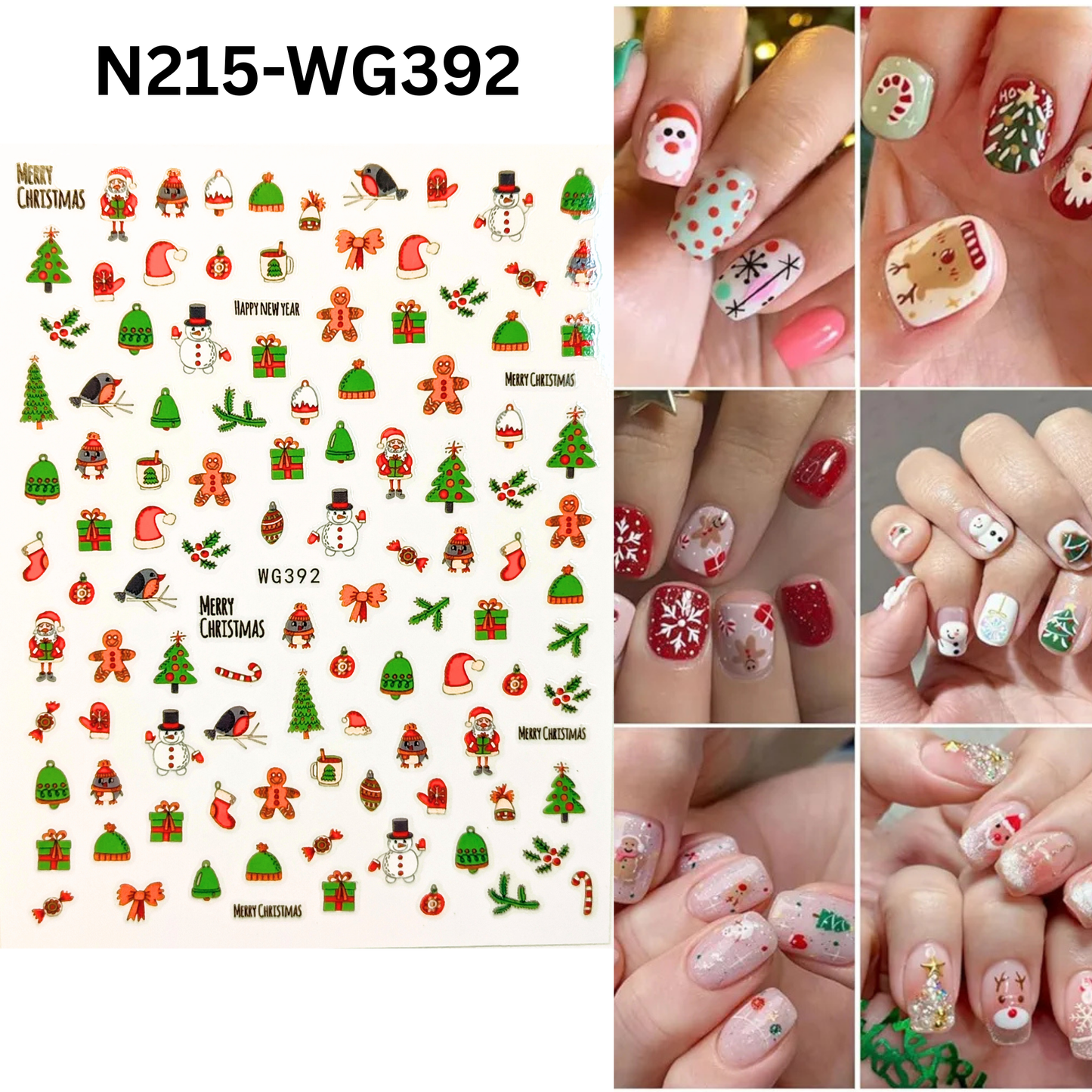 Christmas Nail Art Stickers Santa Claus Snowman Gingerbread Decals